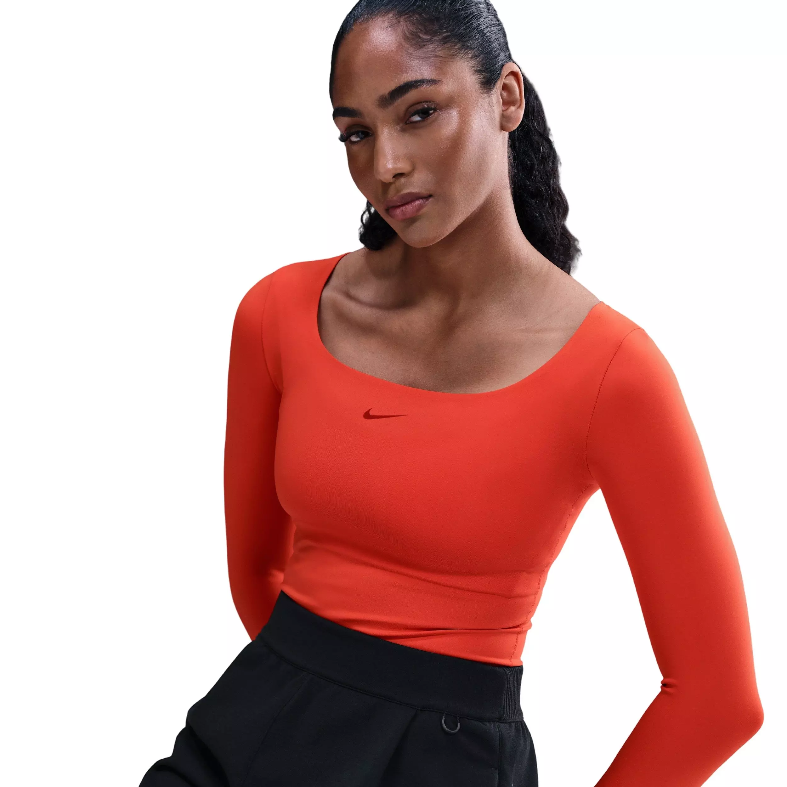 Nike Women's Form Long-Sleeve Bodysuit -Red - RED