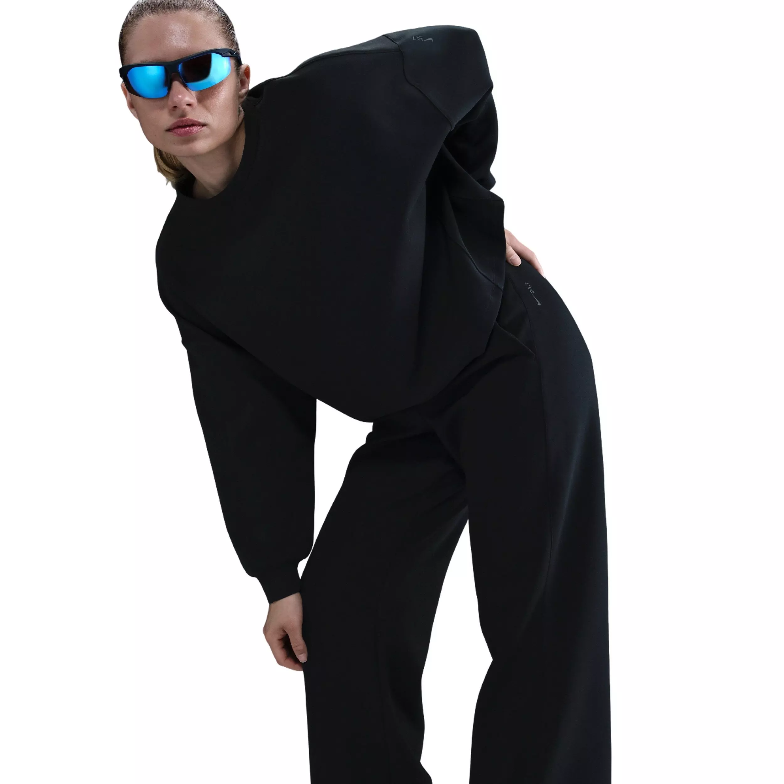 Nike Women's 24.7 ImpossiblySoft Dri-FIT High-waisted Loose Flared Pants -Black - BLACK