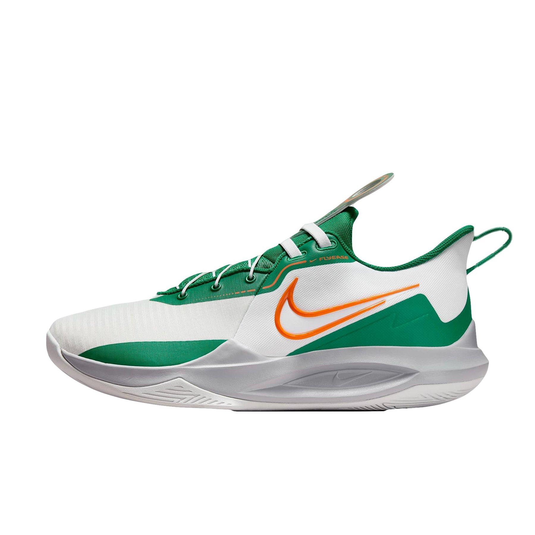 Nike Precision 6 FlyEase White Malachite Sundial Safety Orange Men s Basketball Shoe Hibbett