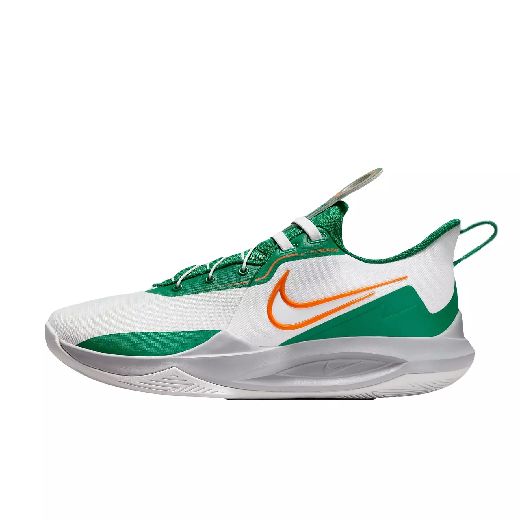 Nike Precision 6 FlyEase "White/Malachite/Sundial/Safety Orange" Men's Basketball Shoe - WHITE/MALACHITE/SUNDIAL/ORANGE
