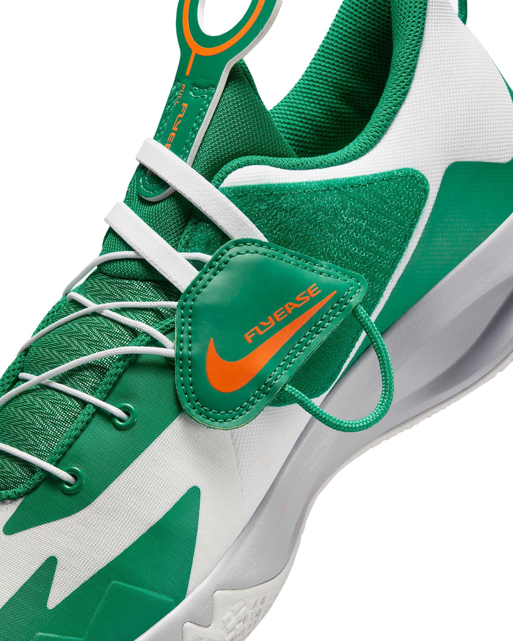 Nike Precision 6 FlyEase "White/Malachite/Sundial/Safety Orange" Men's Basketball Shoe - WHITE/MALACHITE/SUNDIAL/ORANGE Thumbnail View 7