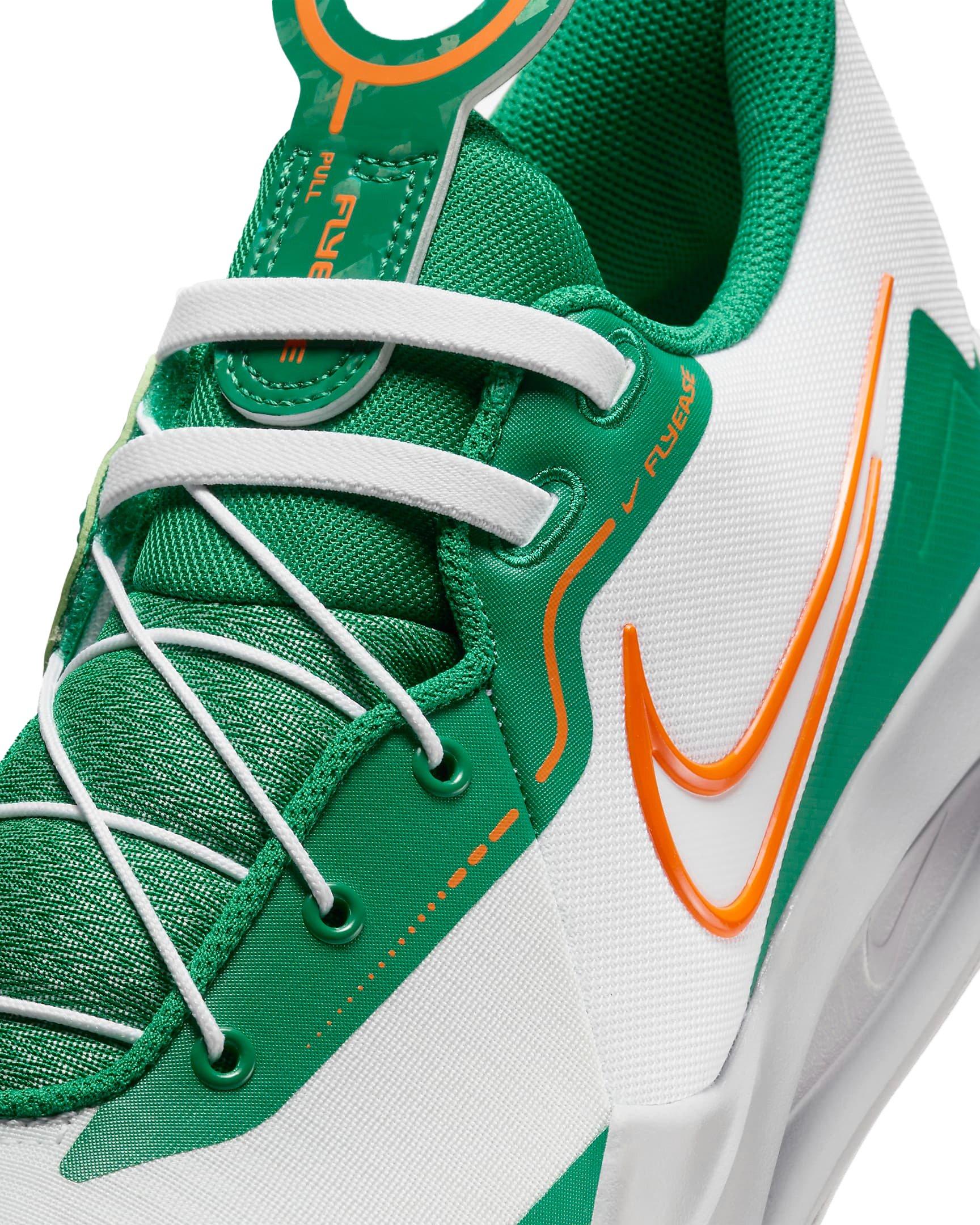 Nike Precision 6 FlyEase "White/Malachite/Sundial/Safety Orange" Men's Basketball Shoe - WHITE/MALACHITE/SUNDIAL/ORANGE Thumbnail View 8