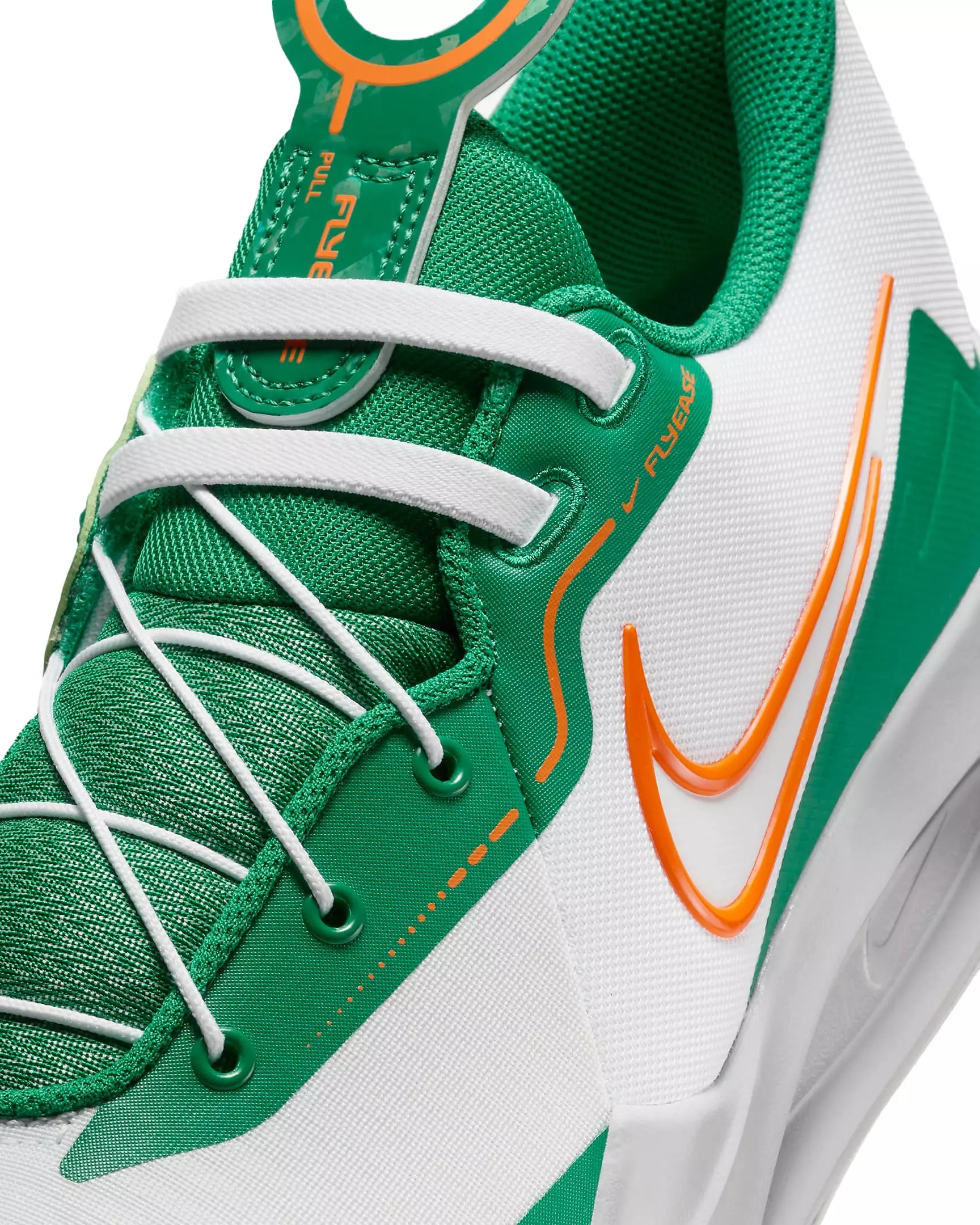Nike Precision 6 FlyEase "White/Malachite/Sundial/Safety Orange" Men's Basketball Shoe - WHITE/MALACHITE/SUNDIAL/ORANGE