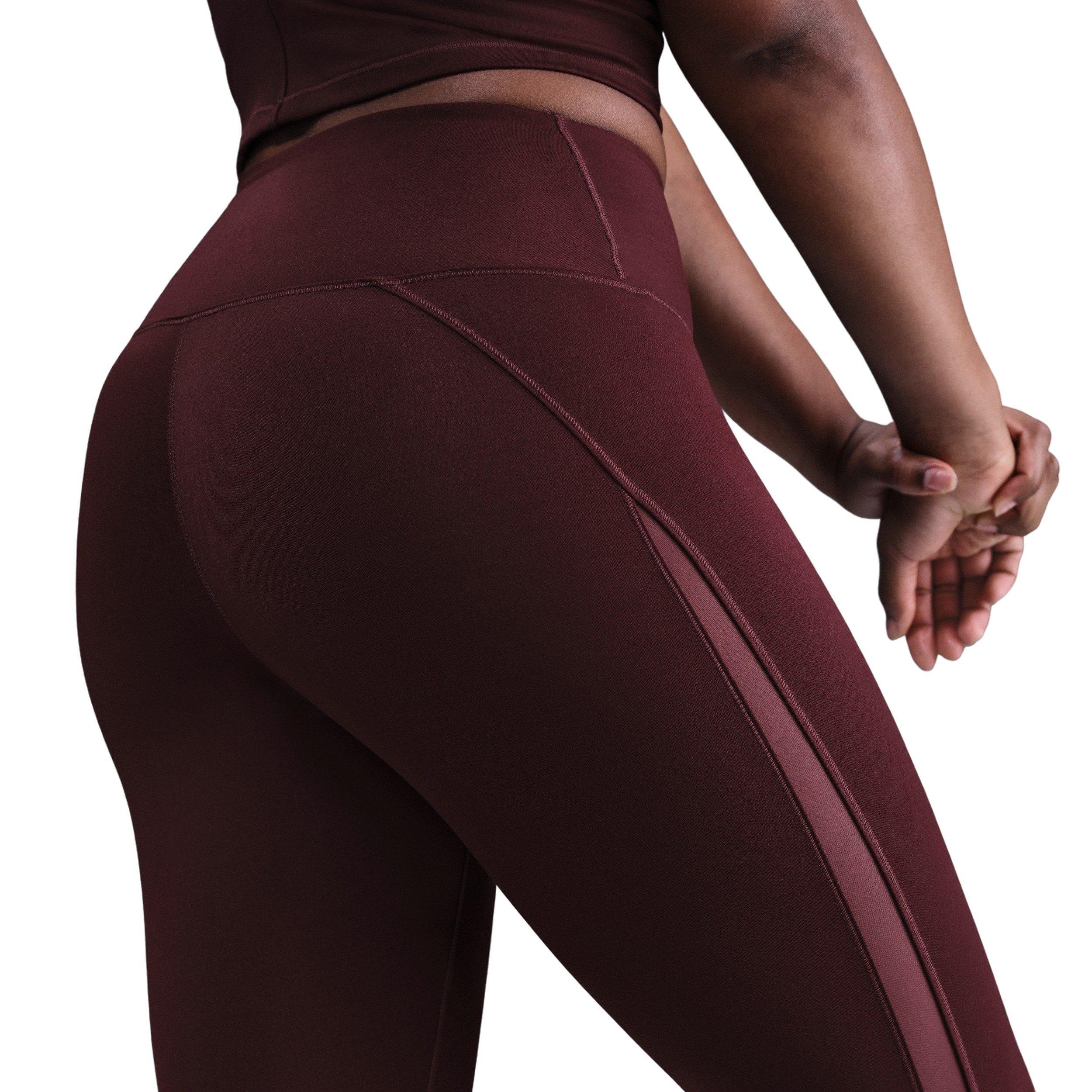 Nike Women's One High-Waisted Crossover 7/8 Leggings - Burgundy - BURGUNDY Thumbnail View 2