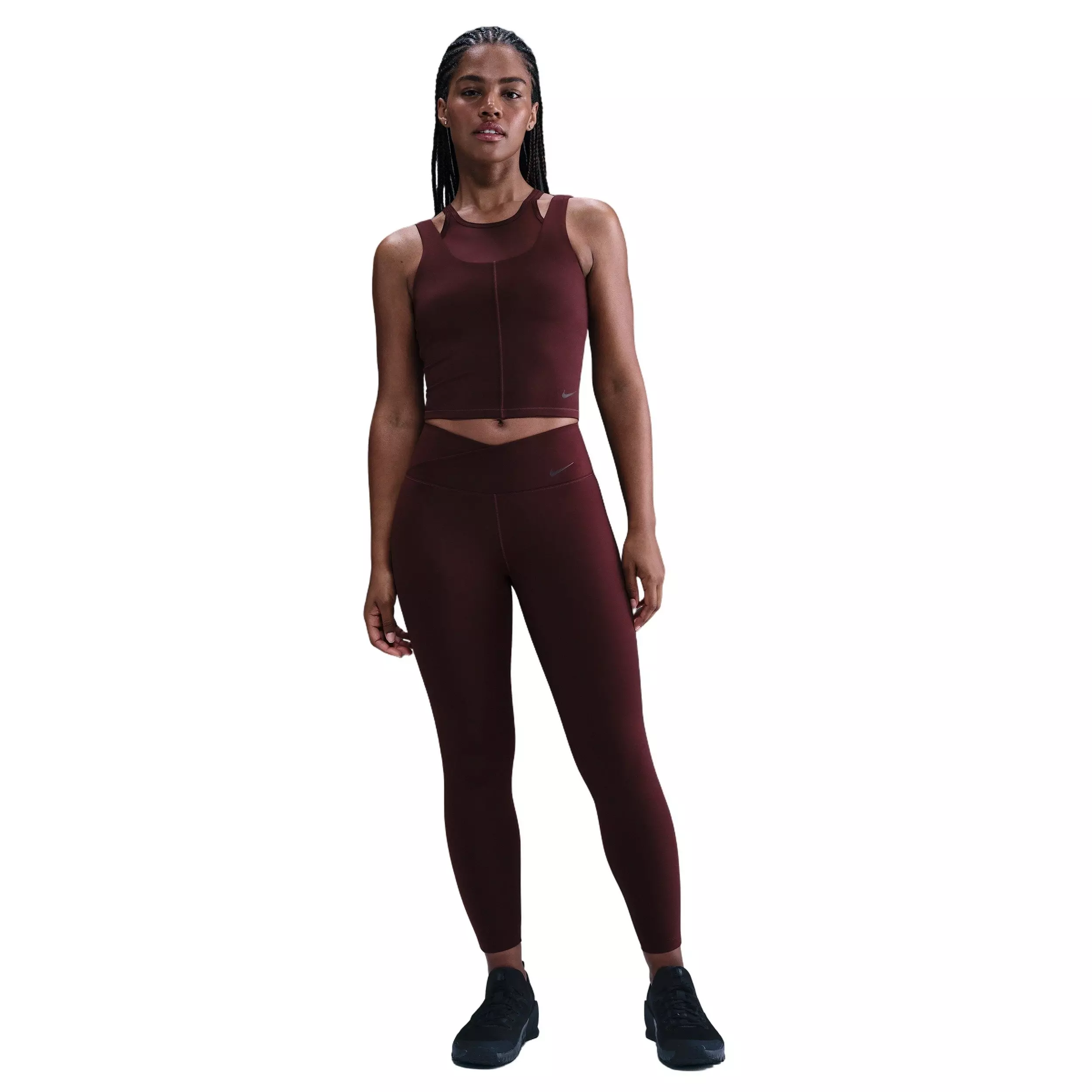 Nike Women's One High-Waisted Crossover 7/8 Leggings - Burgundy - BURGUNDY