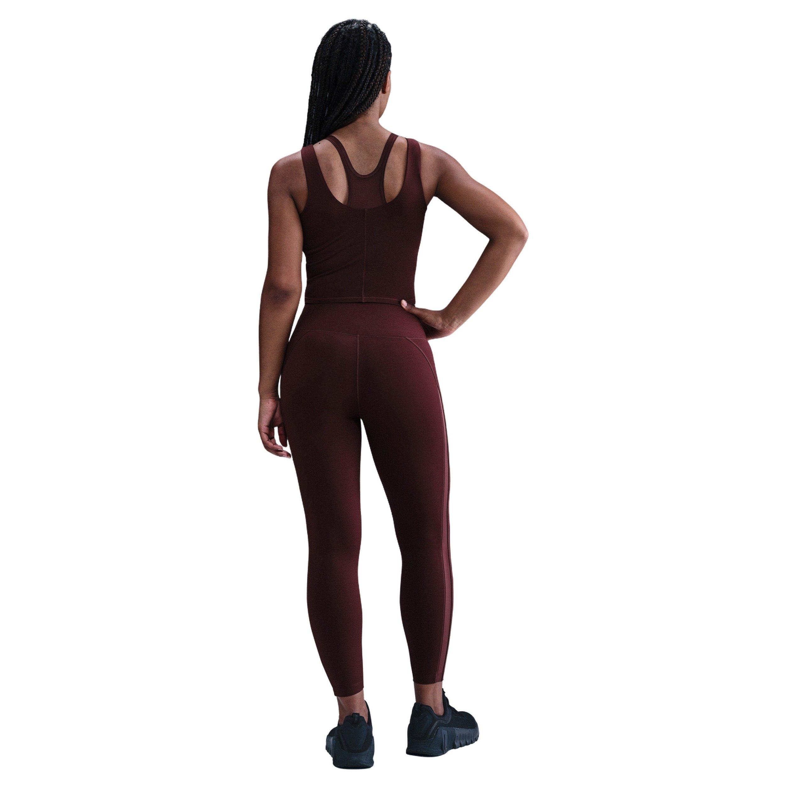 Nike Women's One High-Waisted Crossover 7/8 Leggings - Burgundy - BURGUNDY Thumbnail View 4