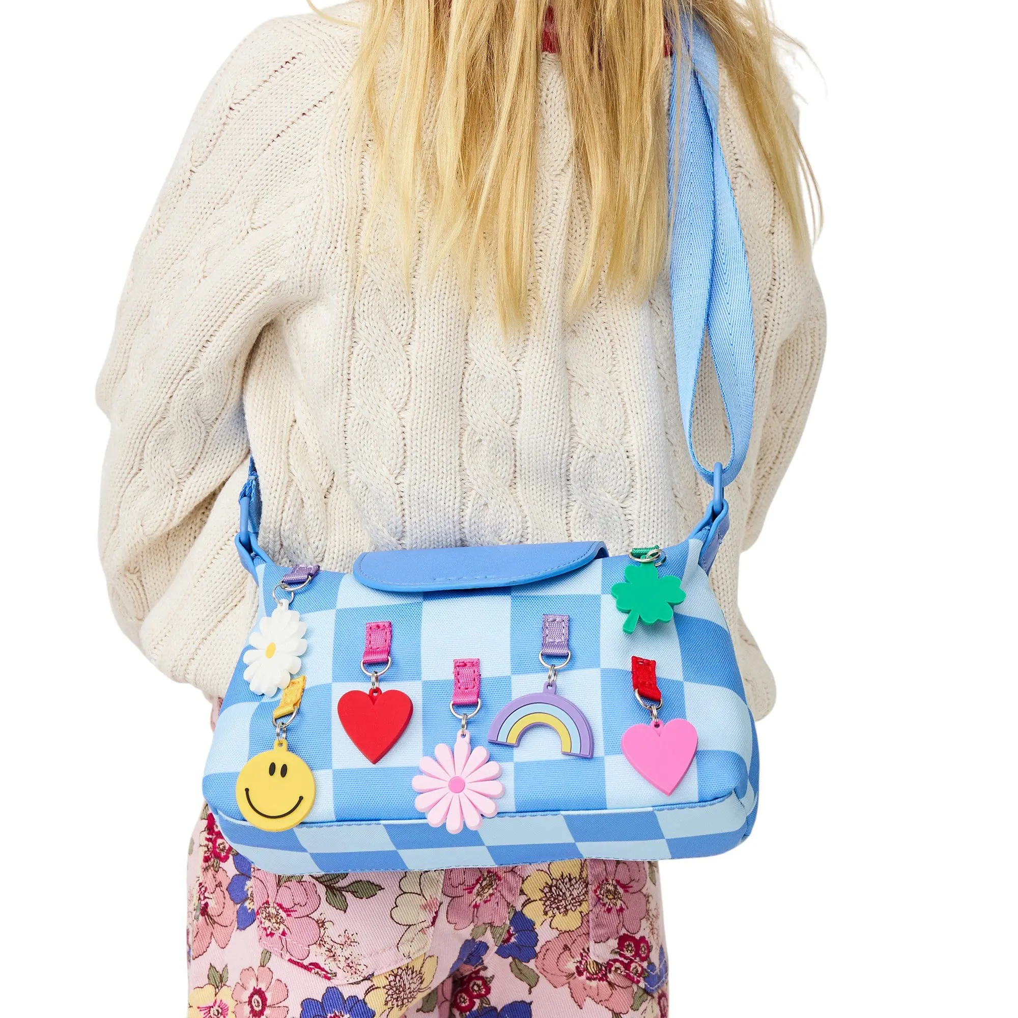 STATE Bags Little Kids' Chelsea Pouchette - Charms Blue Check - BLUE