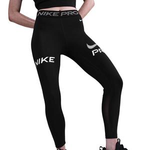 Nike Women's Pro Mid-Rise 7/8 Mesh-Panel Graphic Leggings -Black