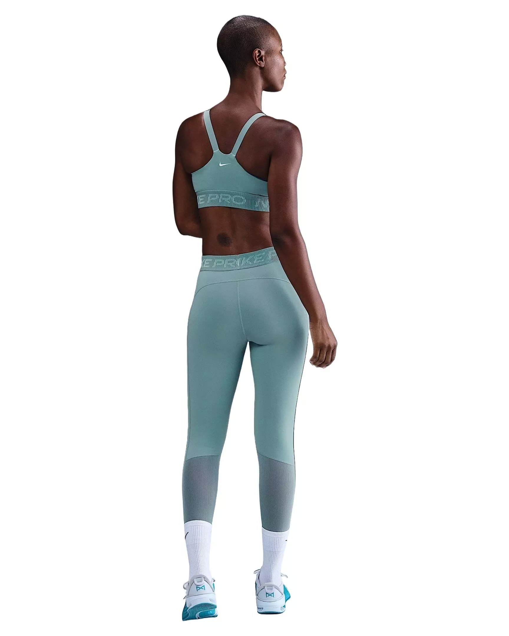 Nike Women's Pro Mid-Rise 7/8 Mesh-Panel Graphic Leggings -Green - GREEN