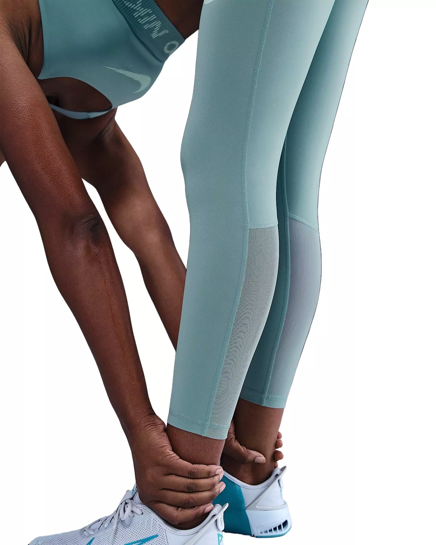 Nike Women's Pro Mid-Rise 7/8 Mesh-Panel Graphic Leggings -Green - GREEN