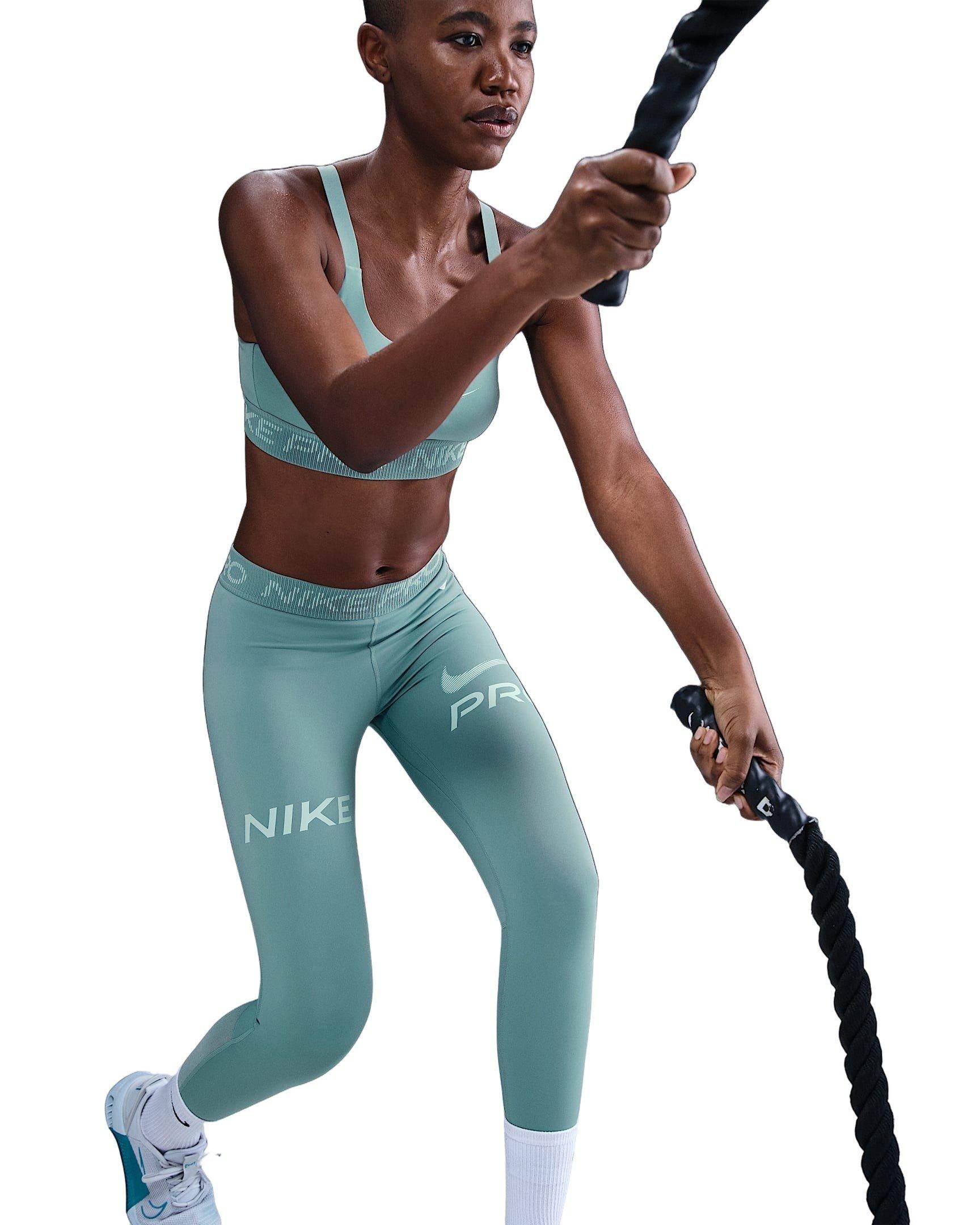 Nike Women's Pro Mid-Rise 7/8 Mesh-Panel Graphic Leggings - Green - GREEN Thumbnail View 5