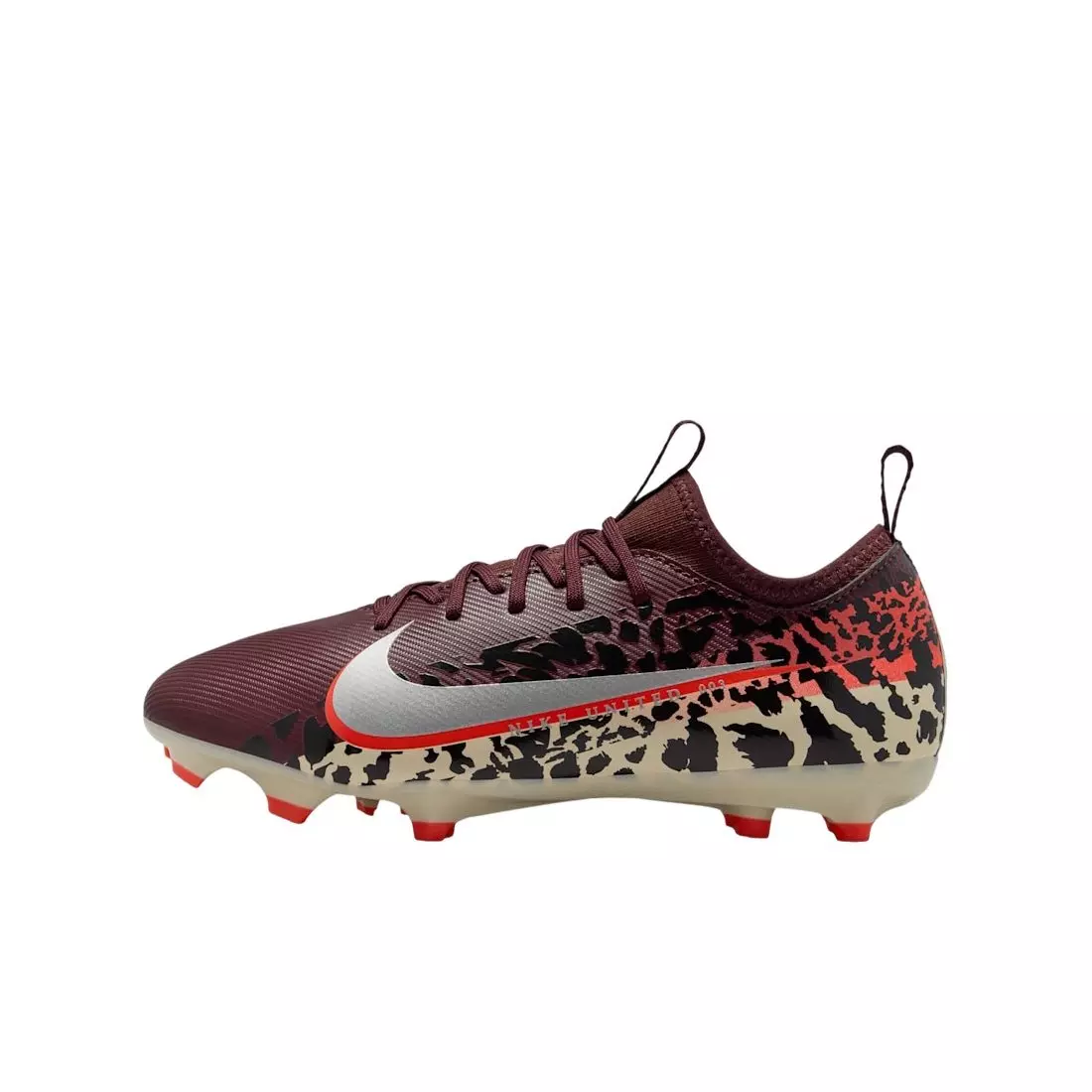 Nike United Jr. Mercurial Vapor 16 A MG "Burgundy/Red/Fossil/Silver" Grade School Kids' Soccer Cleat - BURGUNDY/RED/FOSSIL/SILVER