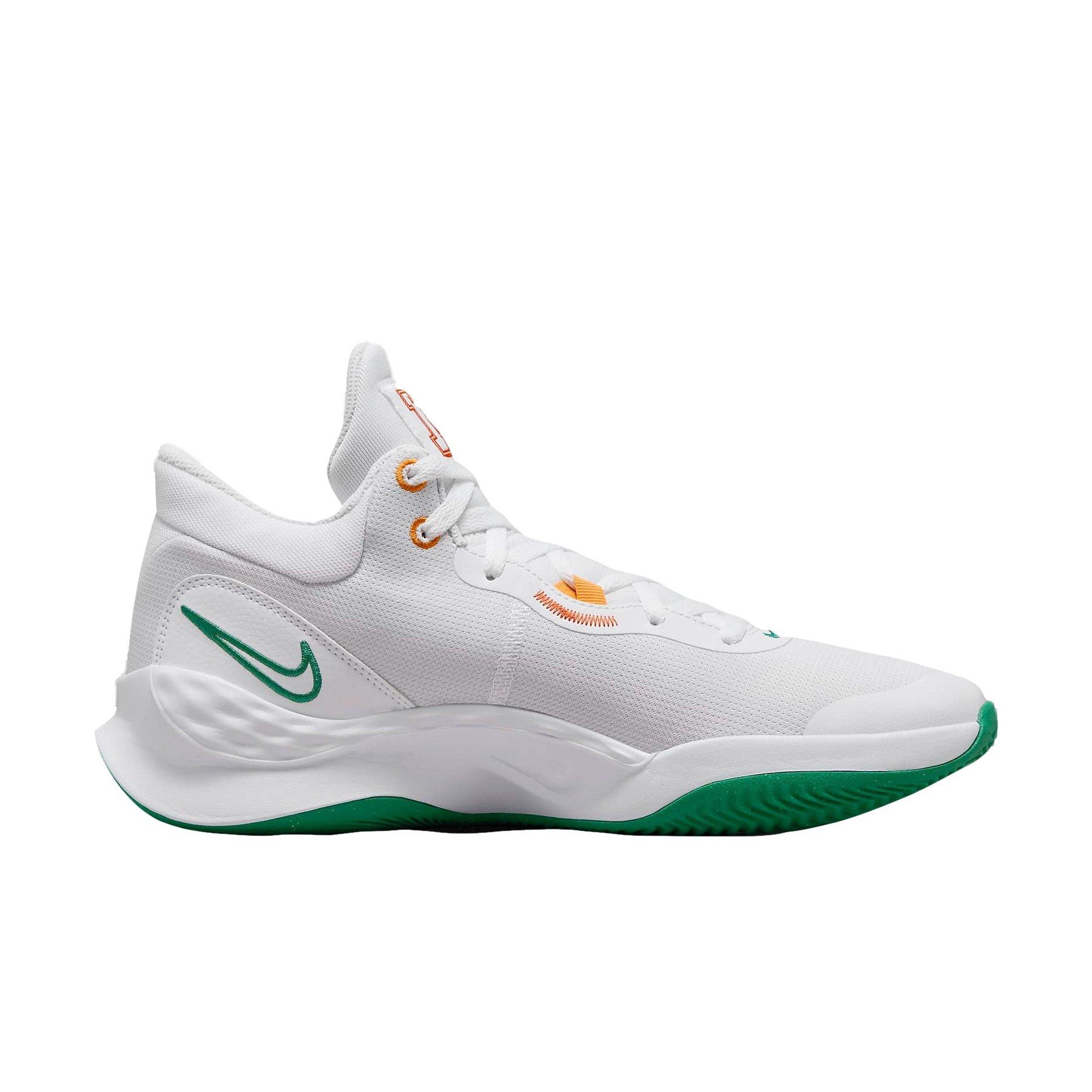 Nike Elevate 3 "White/Safety Orange/Sundial/Malachite" Men's Basketball Shoe - WHITE/ORANGE/GREEN Thumbnail View 1