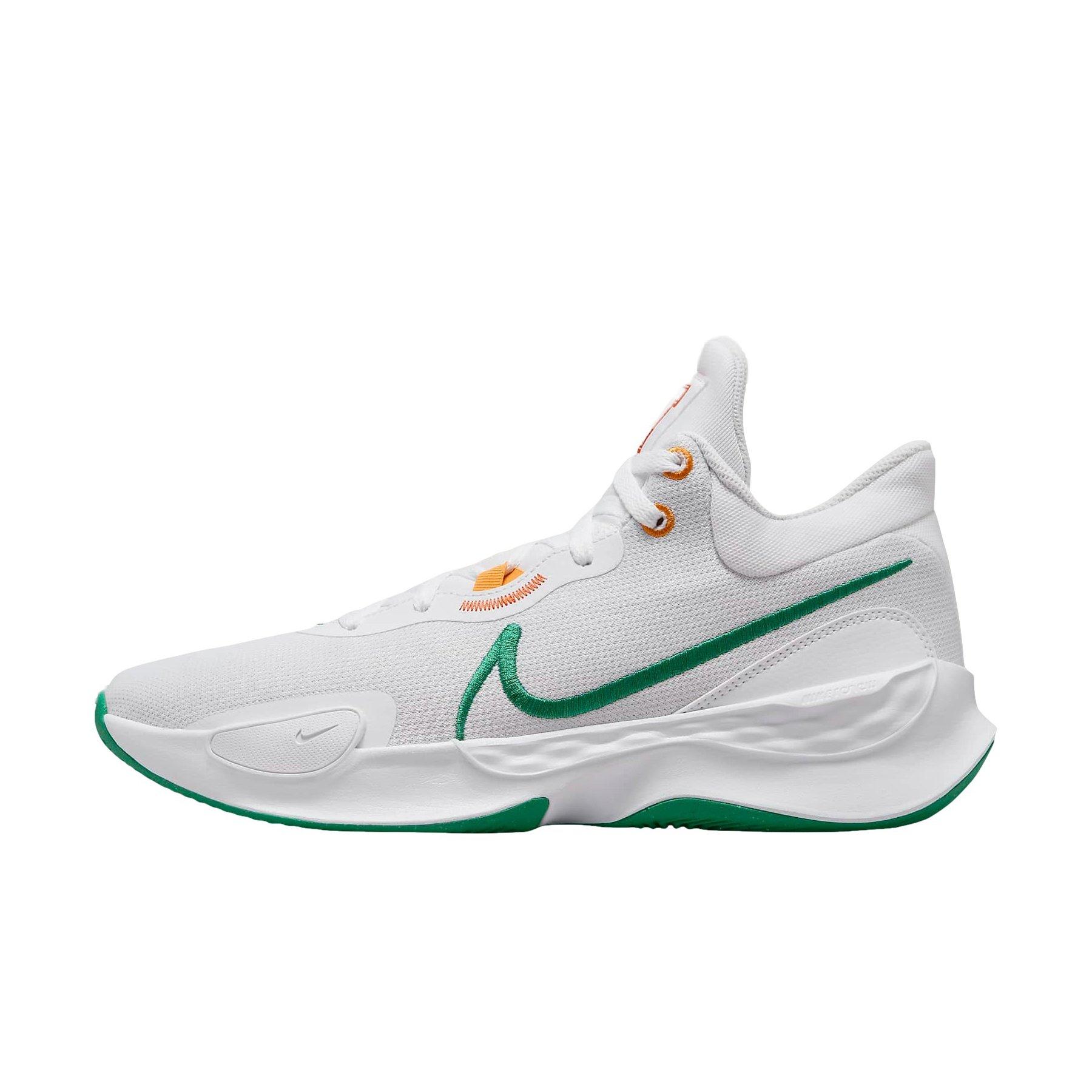 Nike Elevate 3 "White/Safety Orange/Sundial/Malachite" Men's Basketball Shoe - WHITE/ORANGE/GREEN Thumbnail View 2