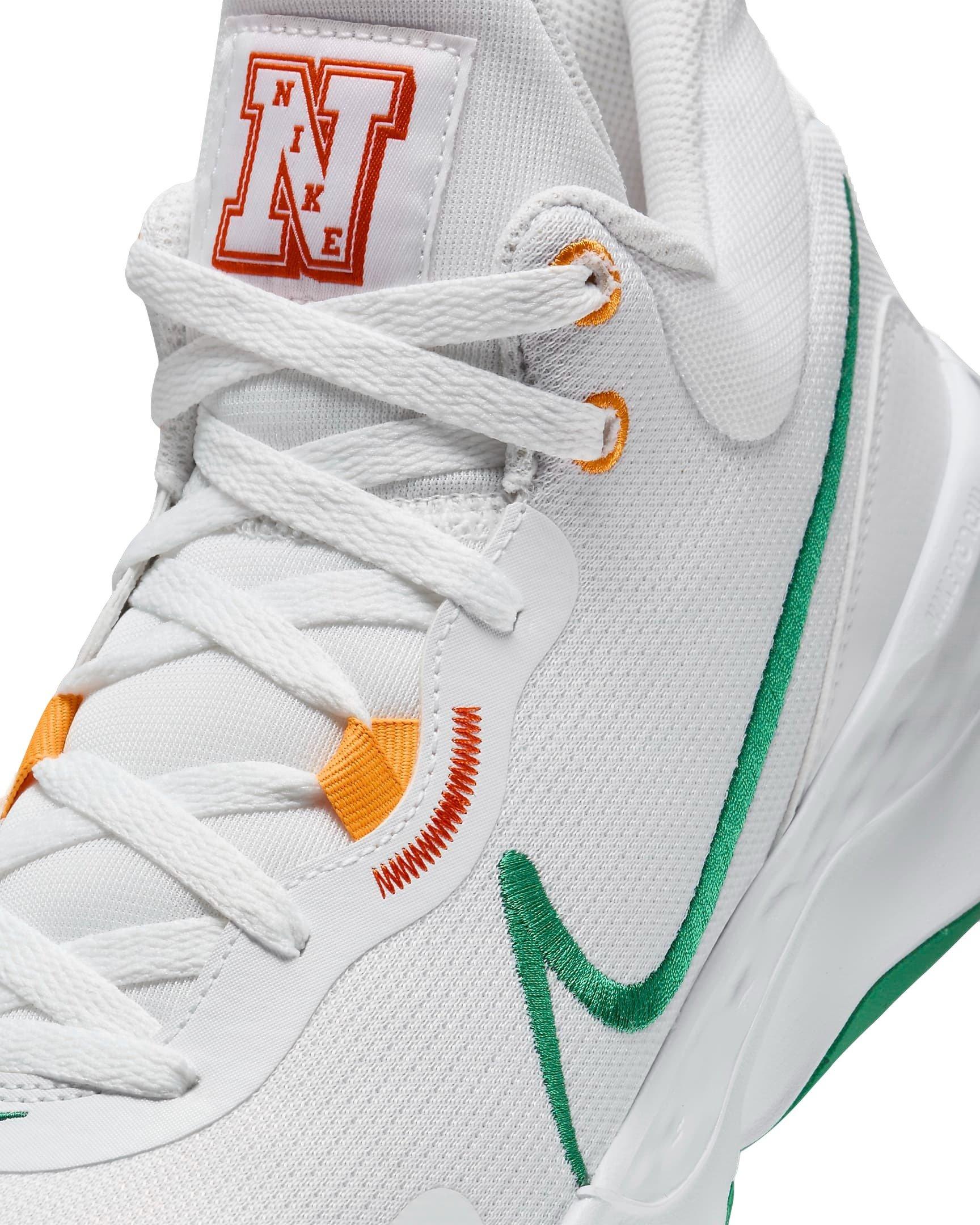 Nike Elevate 3 "White/Safety Orange/Sundial/Malachite" Men's Basketball Shoe - WHITE/ORANGE/GREEN Thumbnail View 6