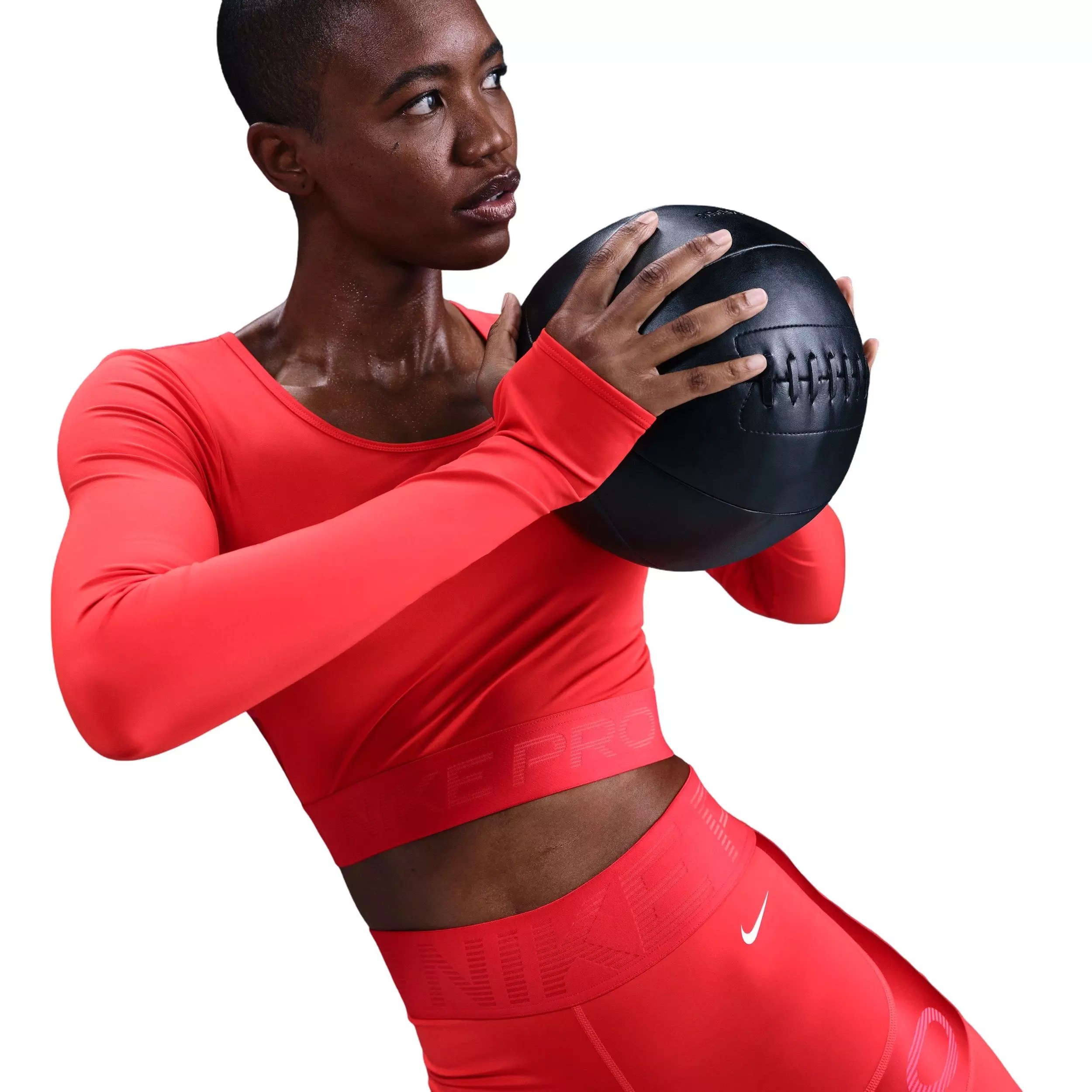 Nike Women's Pro Sculpt Dri-FIT High-Waisted 5" Biker Shorts -Red - RED