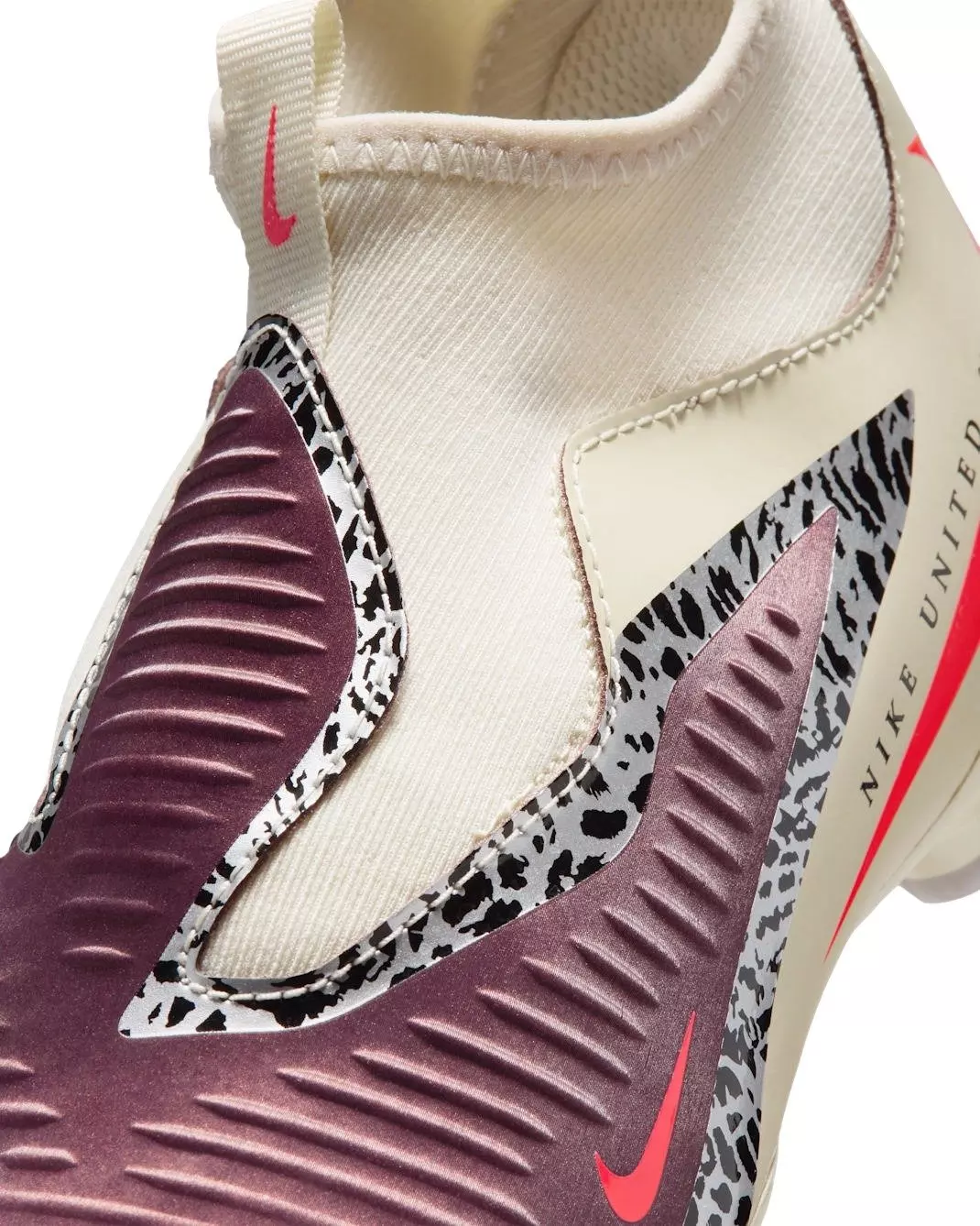Nike United Jr. Phantom 6 Academy FG "Burgundy Crush/Fossil/Red" Grade School Kids' Soccer Cleat - BURGUNDY/FOSSIL/RED