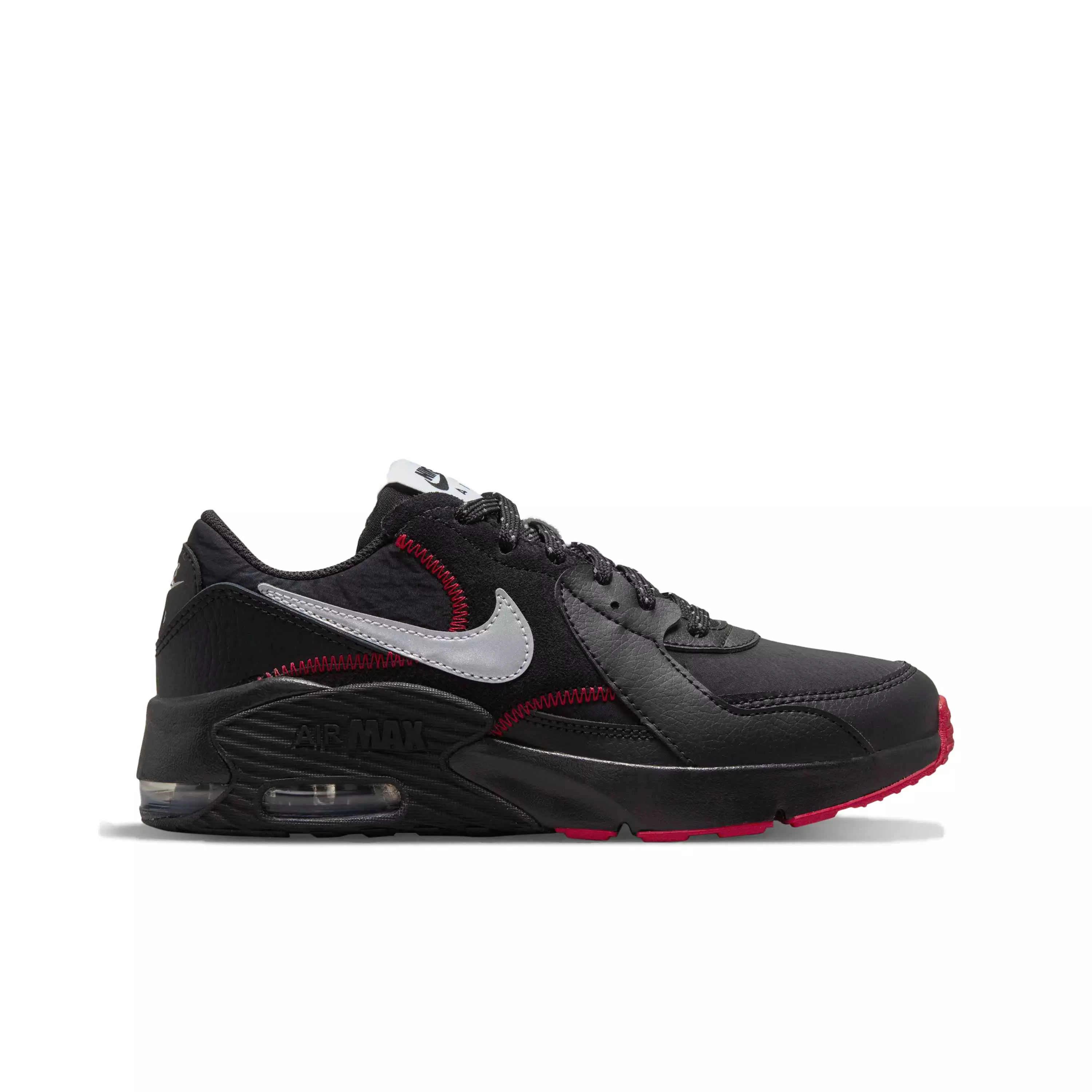 Nike Air Max Excee "Black/Metallic Silver/Sport Red" Grade School Boys' Shoe - BLACK