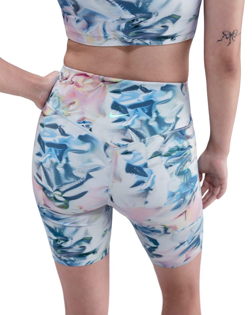 Nike Women's Universa Artist Collection High-Waisted 8" Biker Shorts - Blue - BLUE Thumbnail View 4