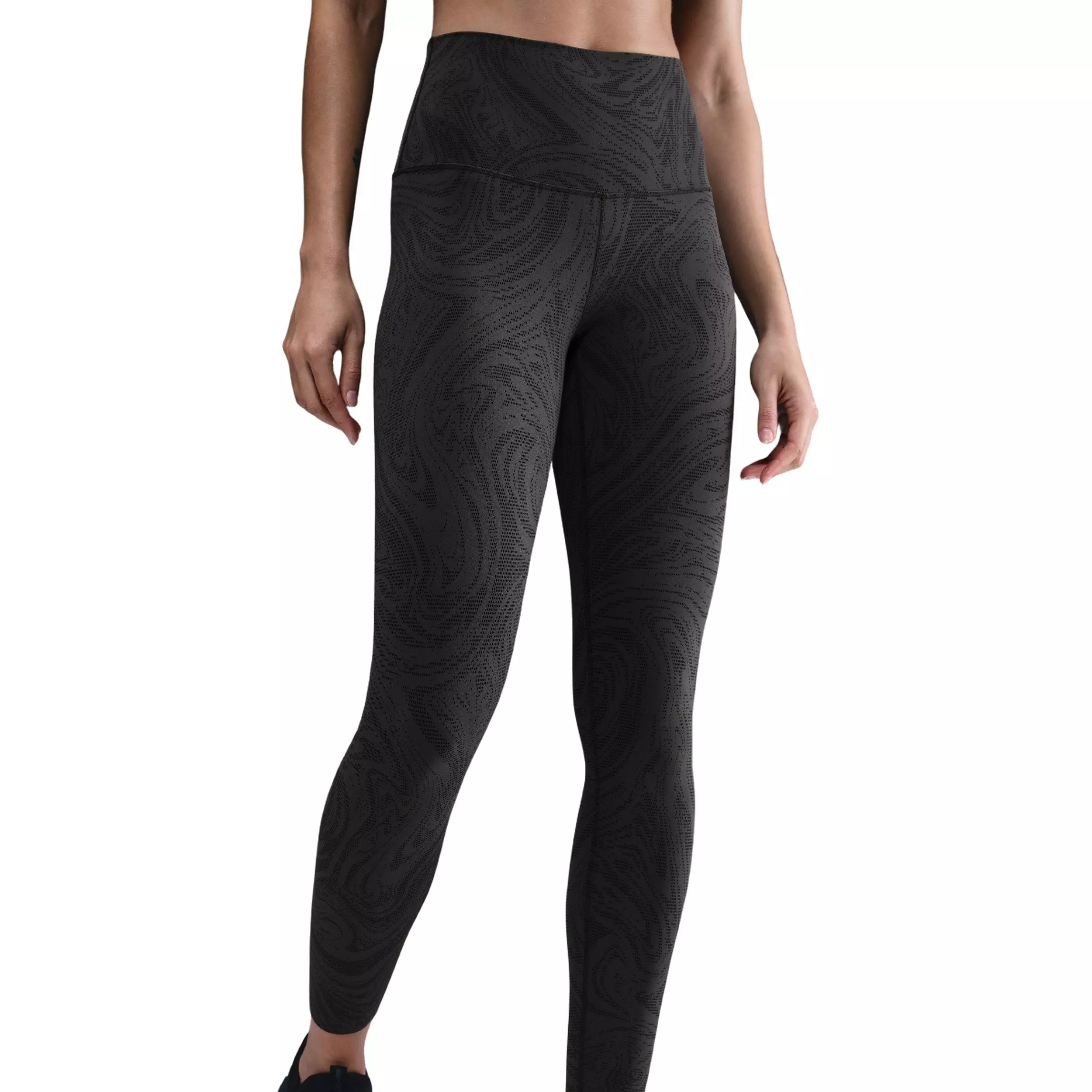 Nike Women's Zenvy Gentle-Support High-Waisted 7/8 Printed Leggings -Black - BLACK