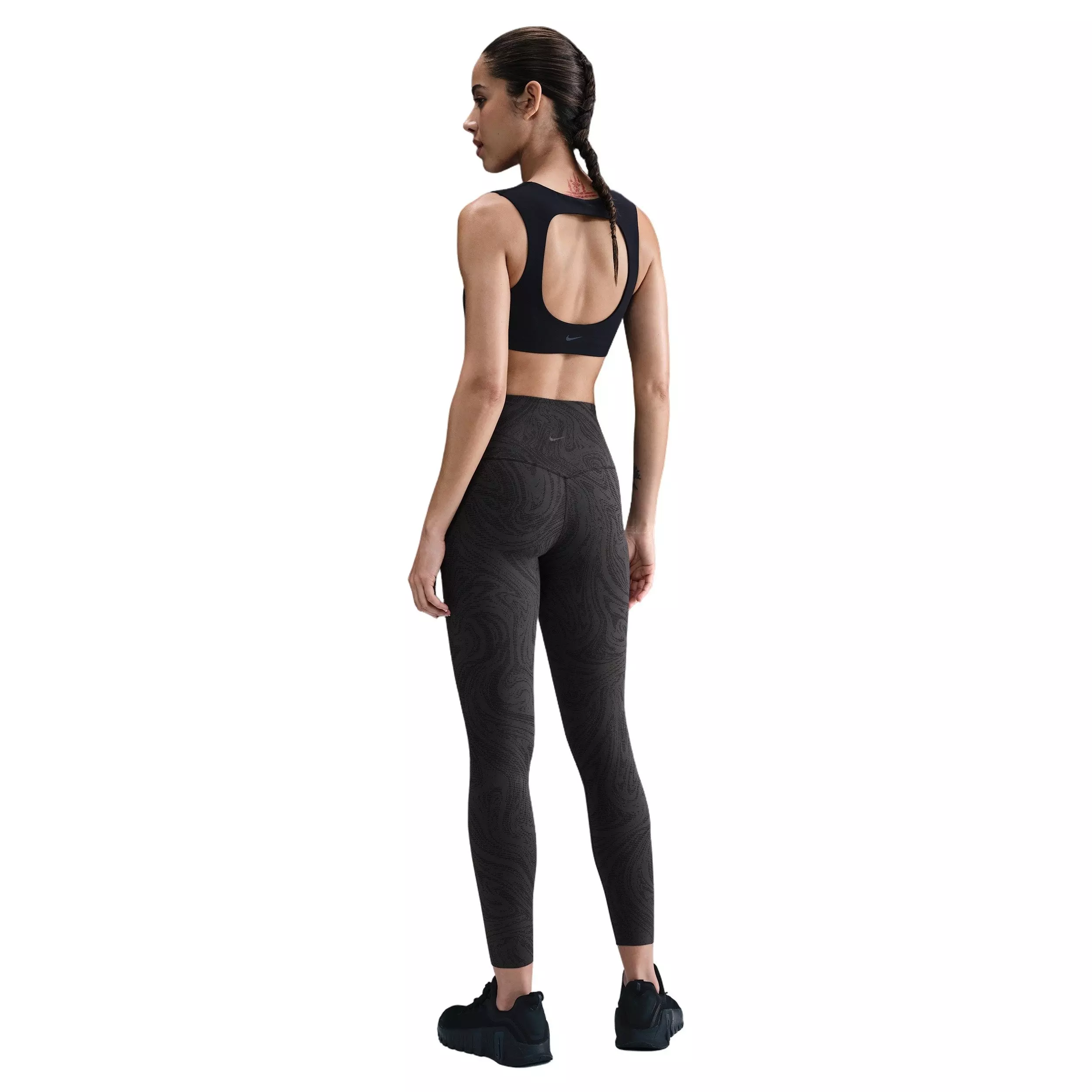 Nike Women's Zenvy Gentle-Support High-Waisted 7/8 Printed Leggings -Black - BLACK