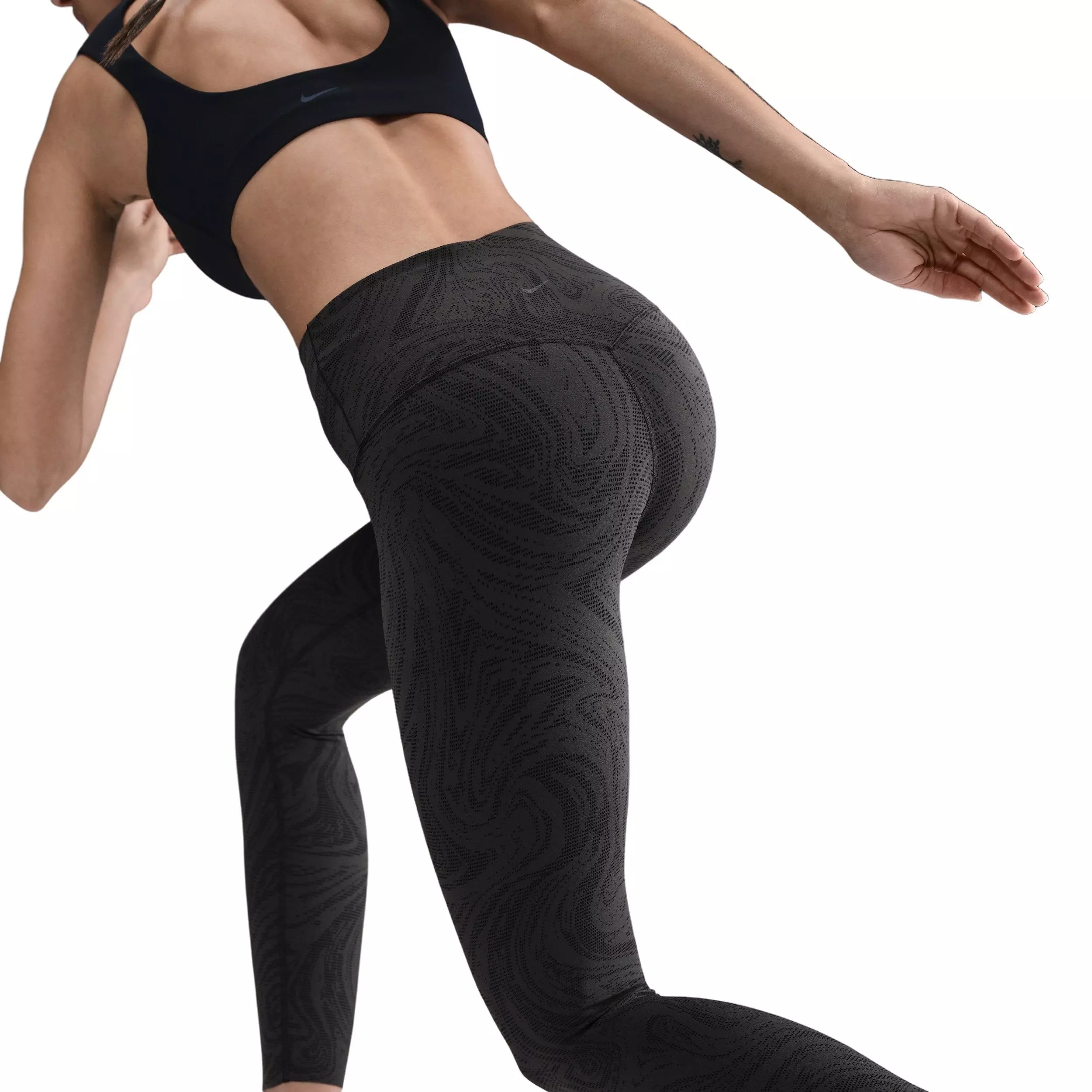 Nike Women's Zenvy Gentle-Support High-Waisted 7/8 Printed Leggings - Black - BLACK