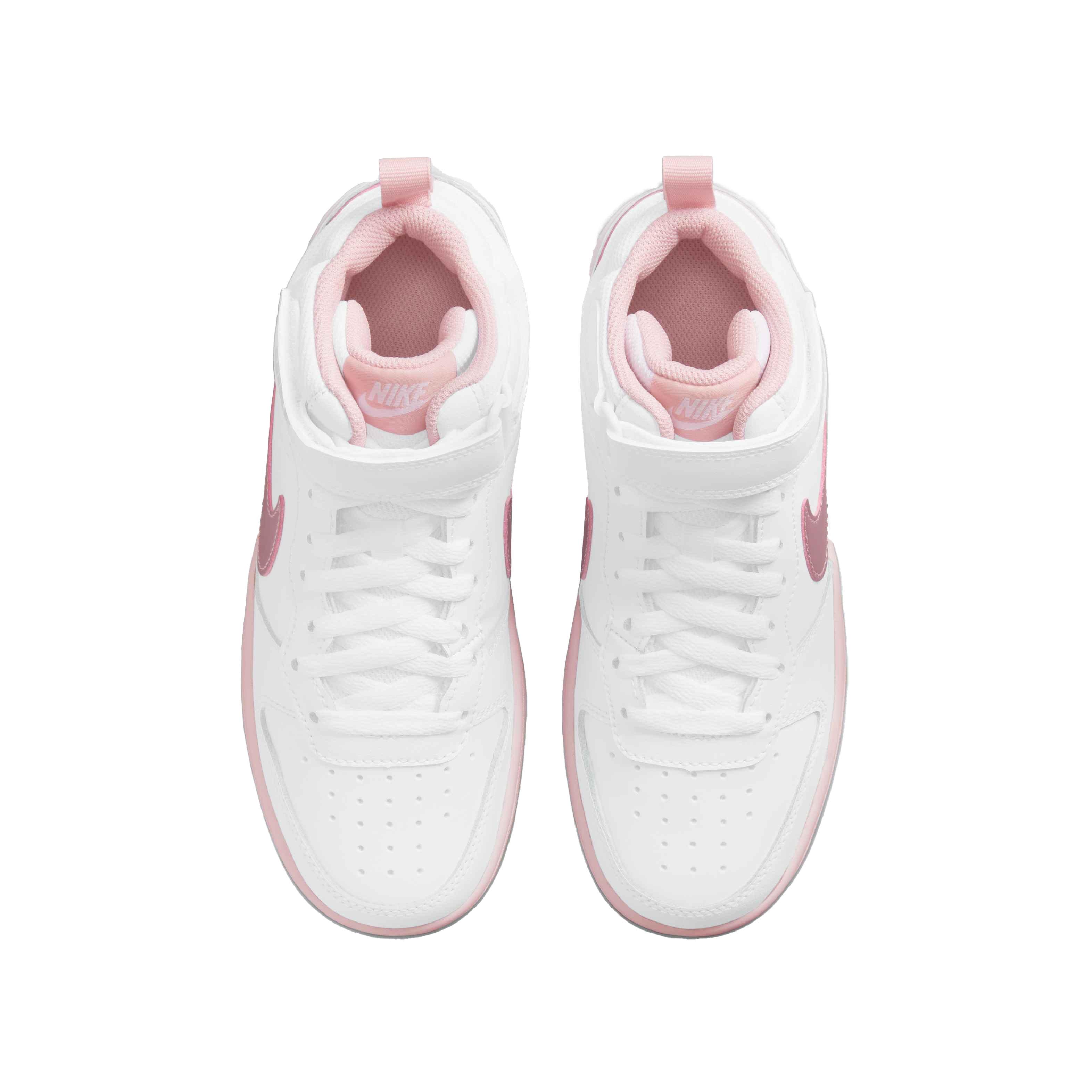 Nike Court Borough Mid 2 White Pink Glaze Grade School Boys Shoe Hibbett City Gear
