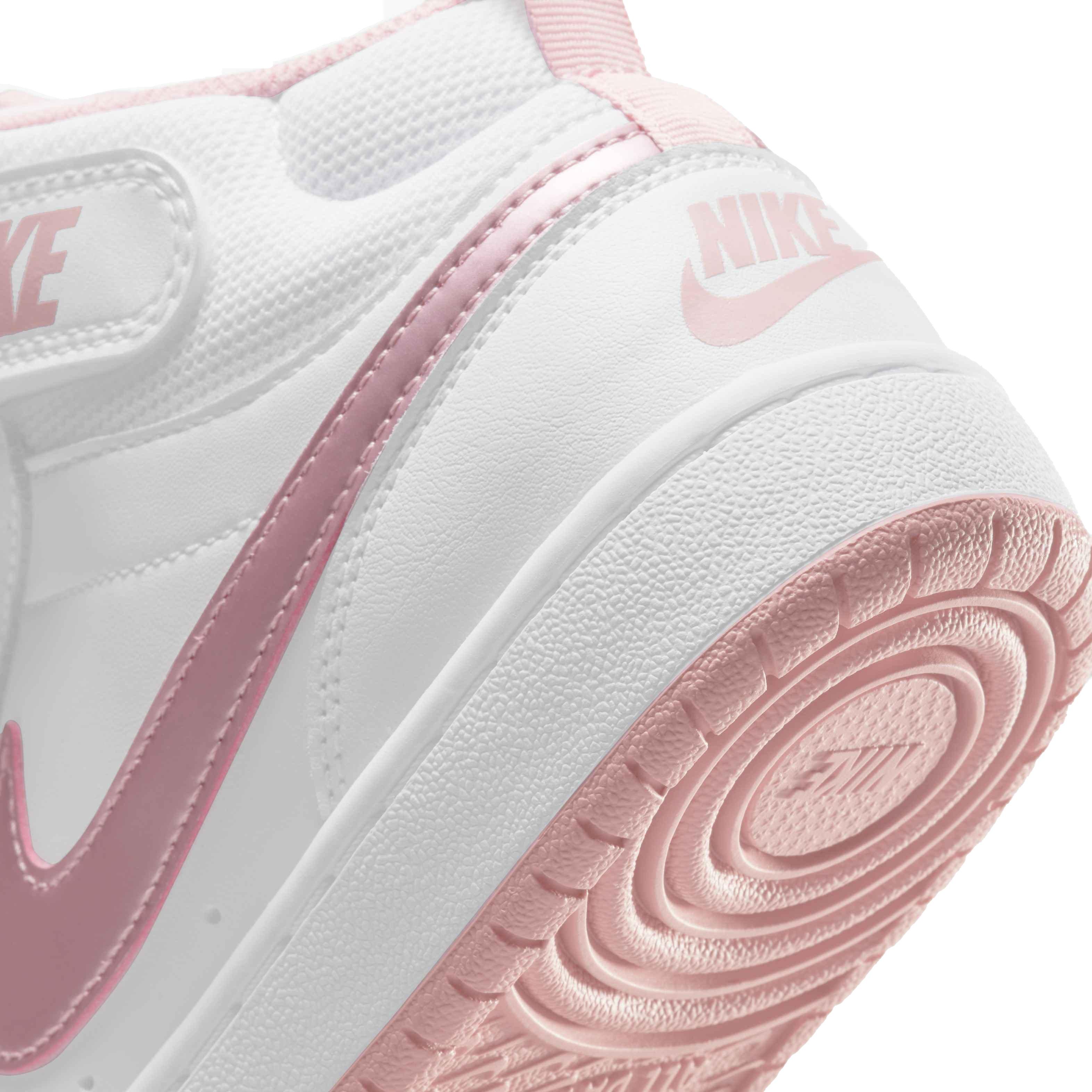 Nike Court Borough Mid 2 White Pink Glaze Grade School Boys Shoe Hibbett City Gear