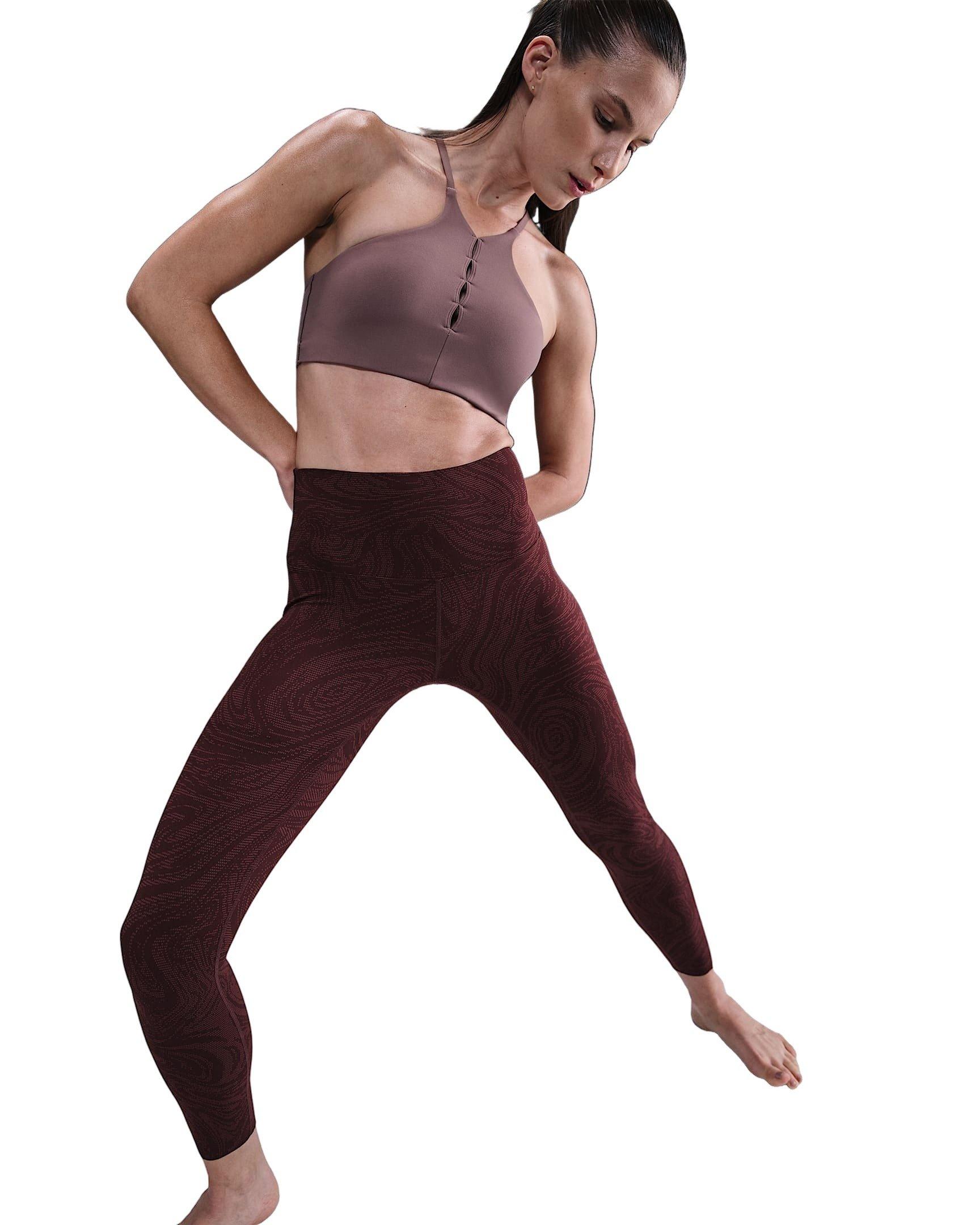 Nike Women's Zenvy Gentle-Support High-Waisted 7/8 Printed Leggings - Burgundy - BURGUNDY Thumbnail View 1