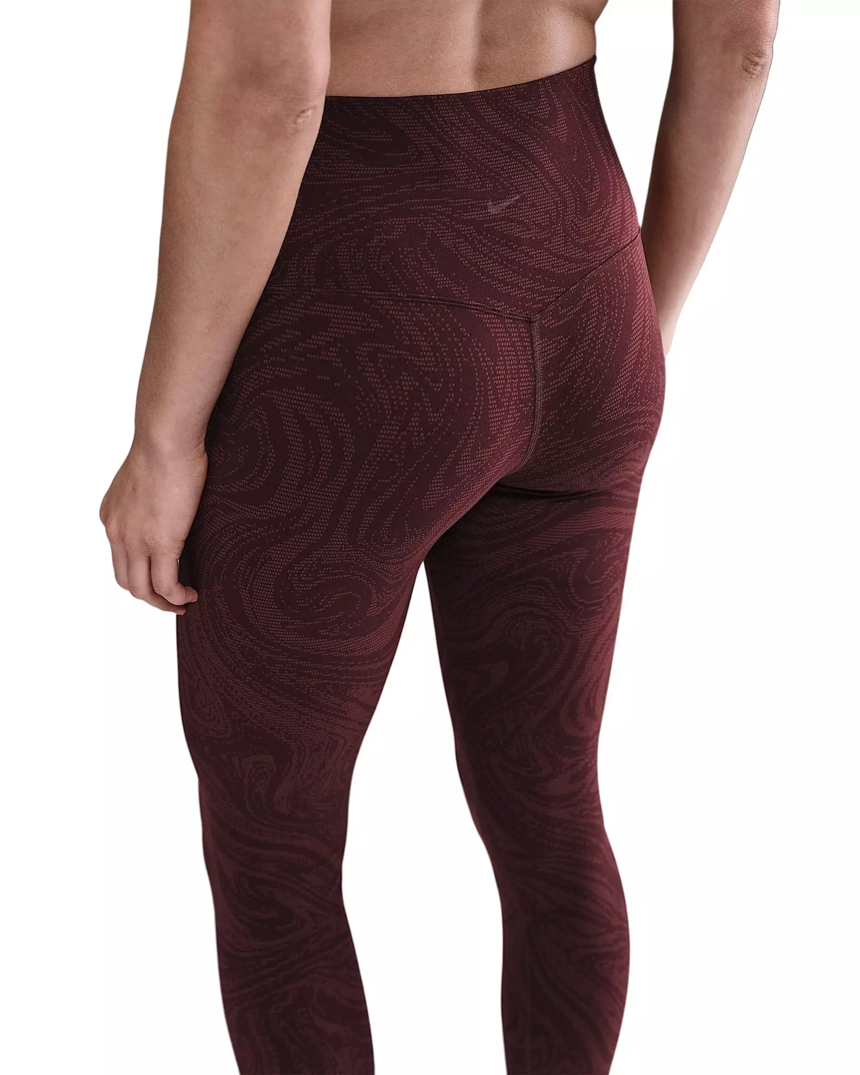 Nike Women's Zenvy Gentle-Support High-Waisted 7/8 Printed Leggings -Burgundy - BURGUNDY
