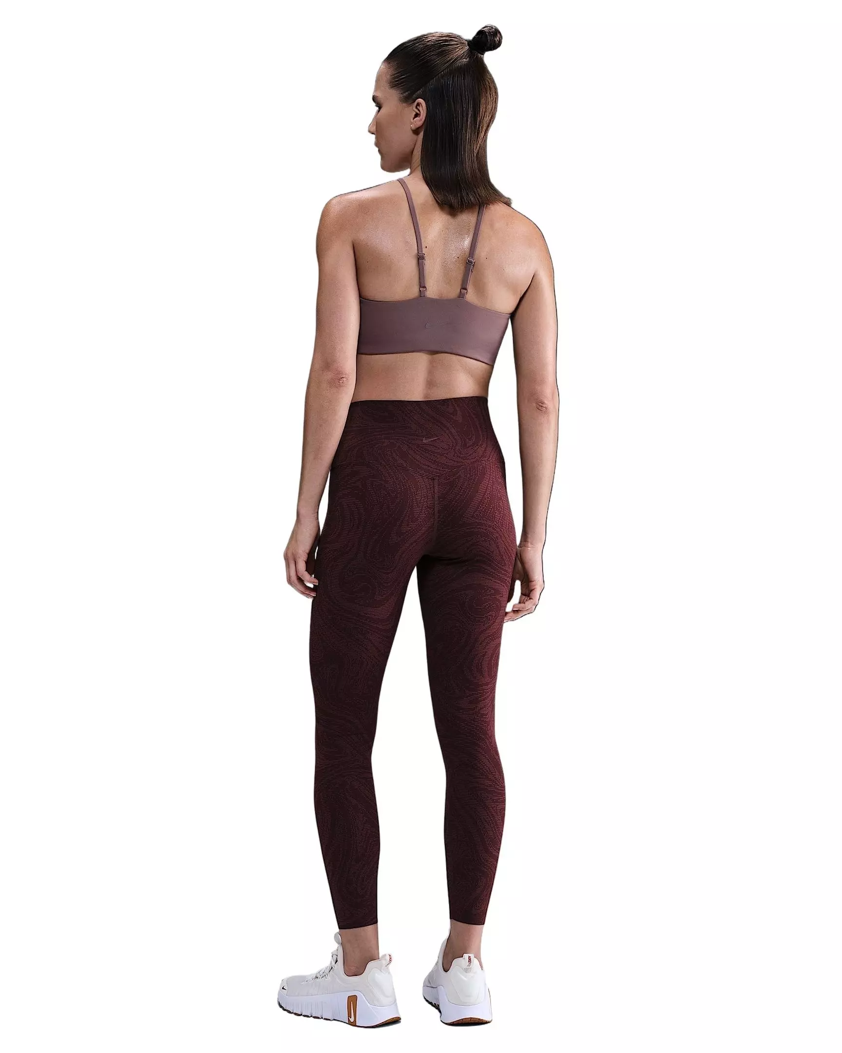 Nike Women's Zenvy Gentle-Support High-Waisted 7/8 Printed Leggings -Burgundy - BURGUNDY