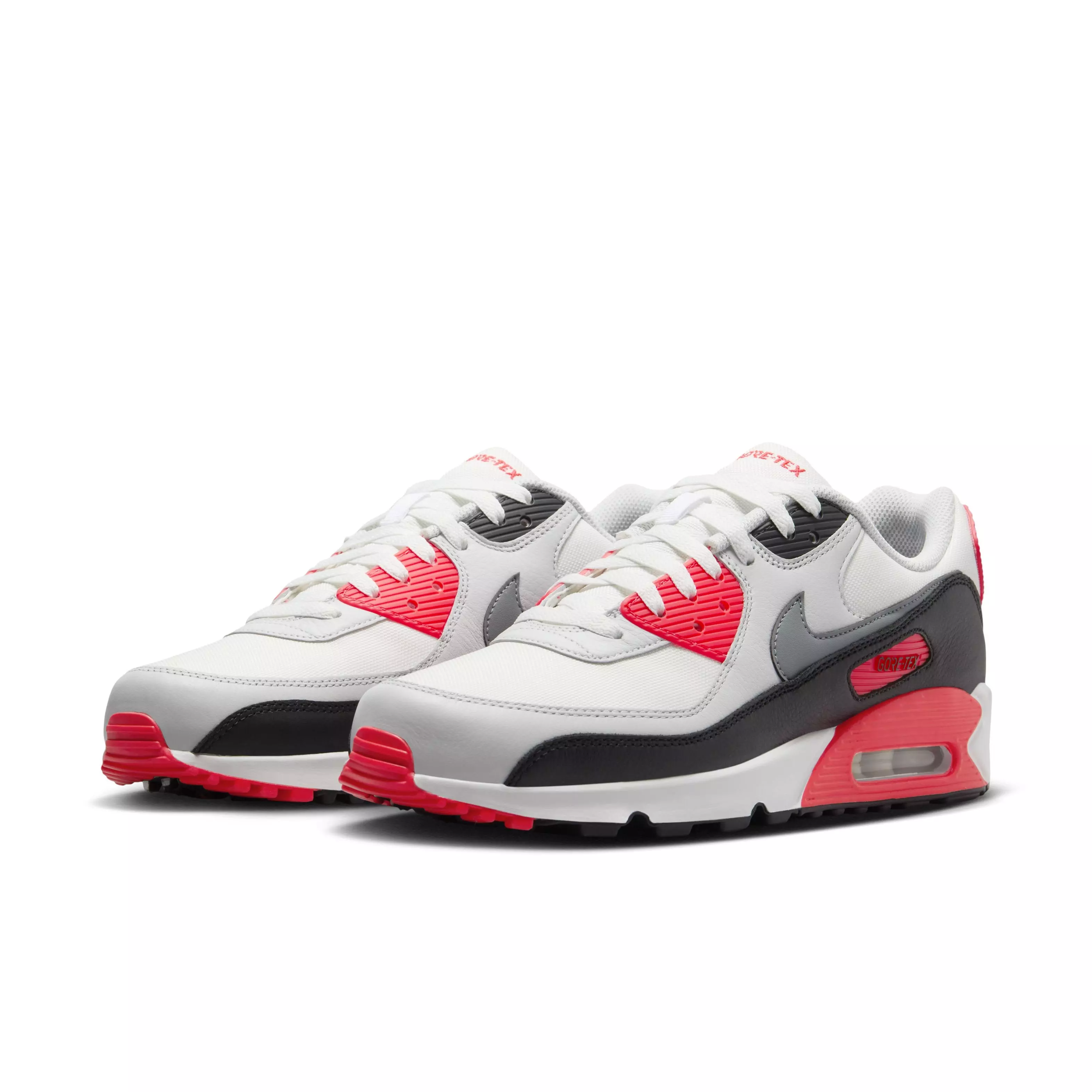 Nike Air Max 90 GORE-TEX "Summit White/Bright Crimson/Black/Cool Grey" Men's Shoe - WHITE/CRIMSON/BLACK/GREY