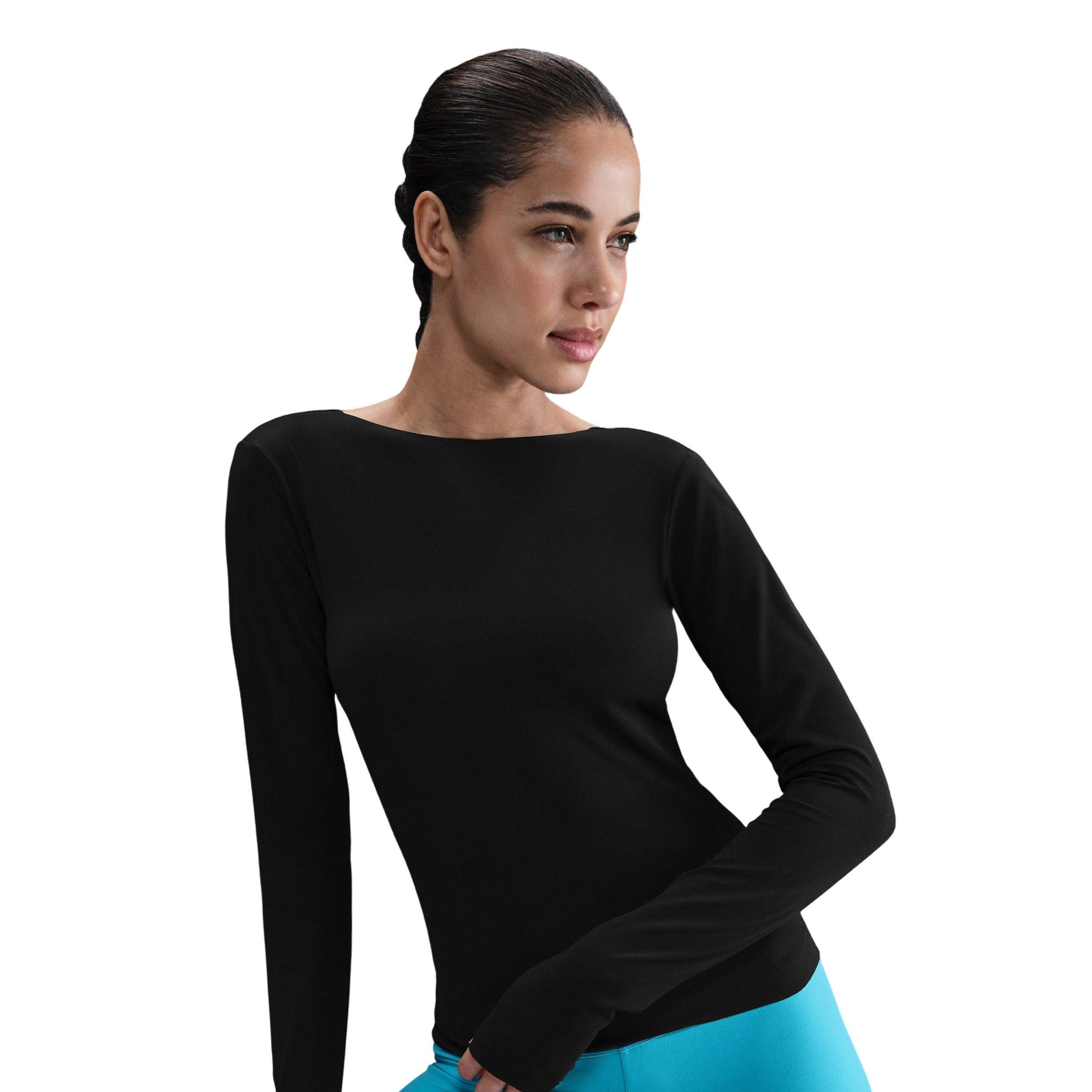 Nike Women's Zenvy Dri-FIT Long-Sleeve Top - Black - BLACK Thumbnail View 1