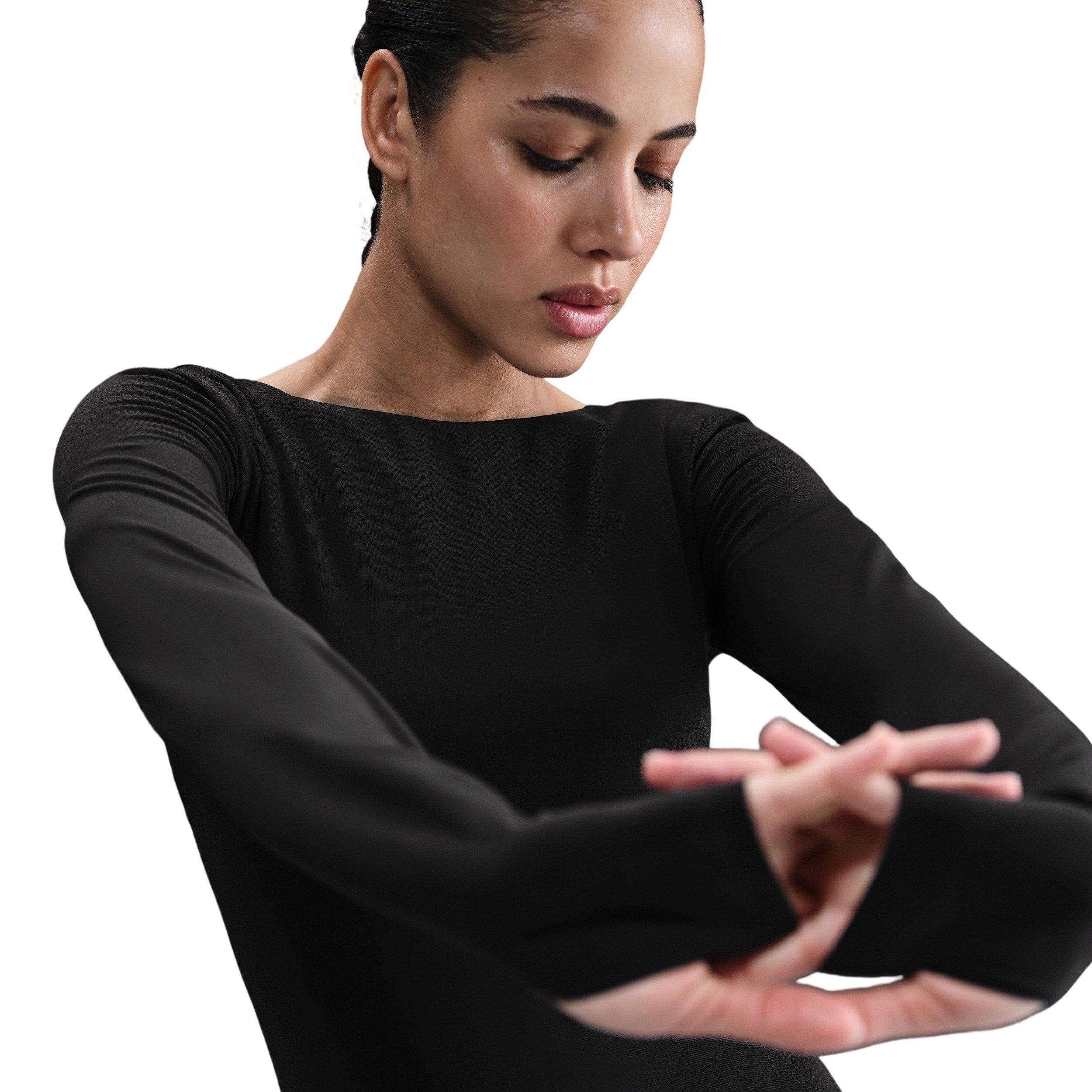 Nike Women's Zenvy Dri-FIT Long-Sleeve Top - Black - BLACK Thumbnail View 3