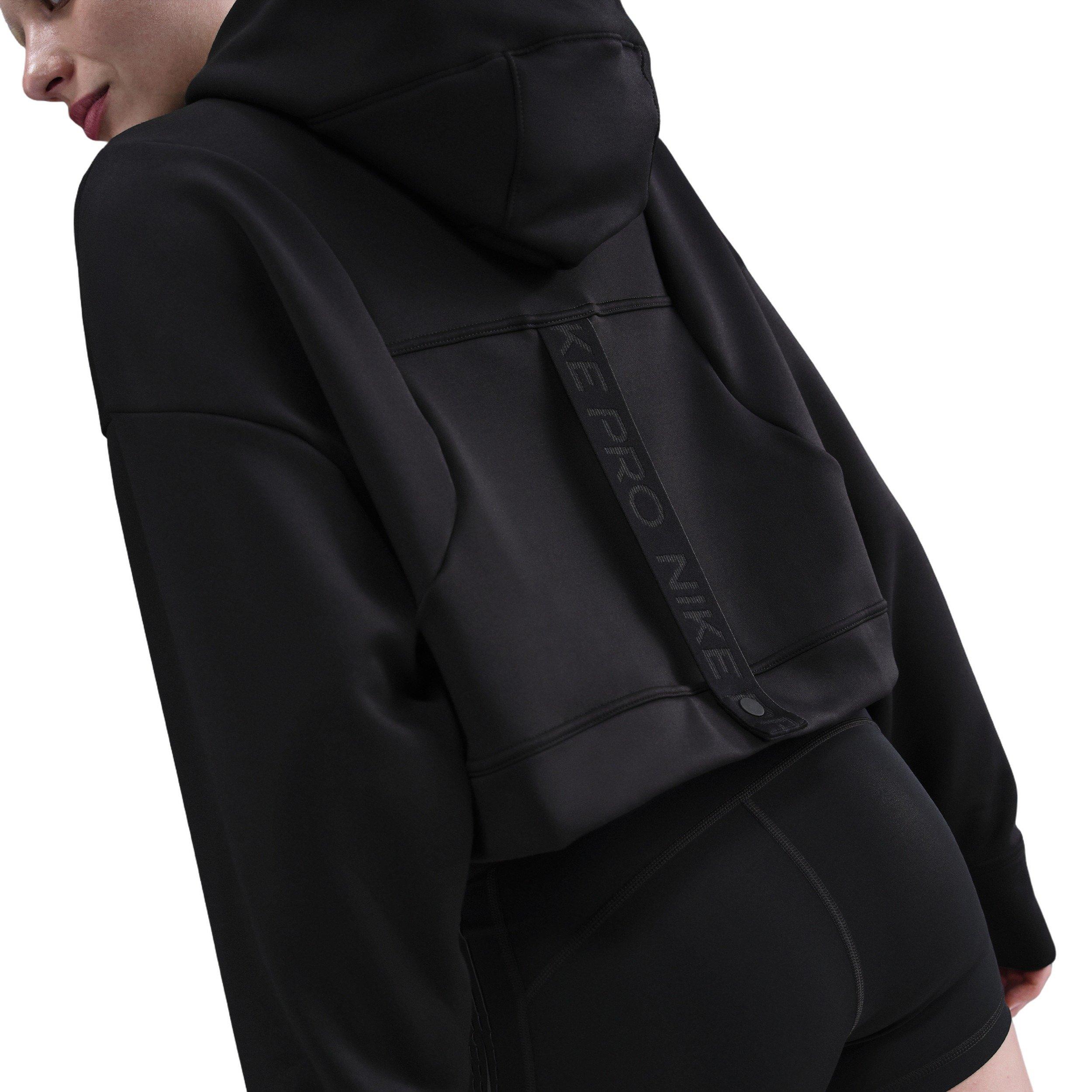 Nike Women's Pro Therma-FIT Fleece Graphic Hoodie -Black - BLACK Thumbnail View 2