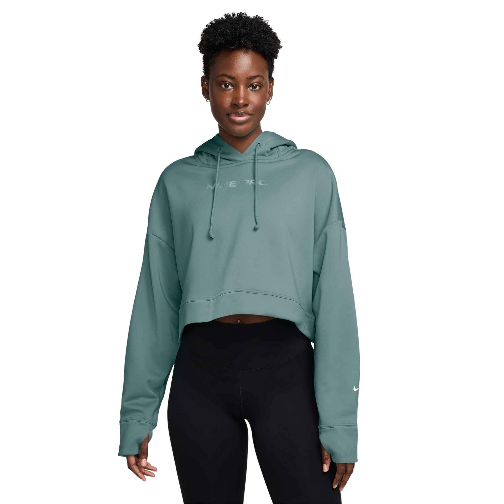 Nike Women's Pro Therma-FIT Fleece Graphic Hoodie - Green - GREEN Thumbnail View 1