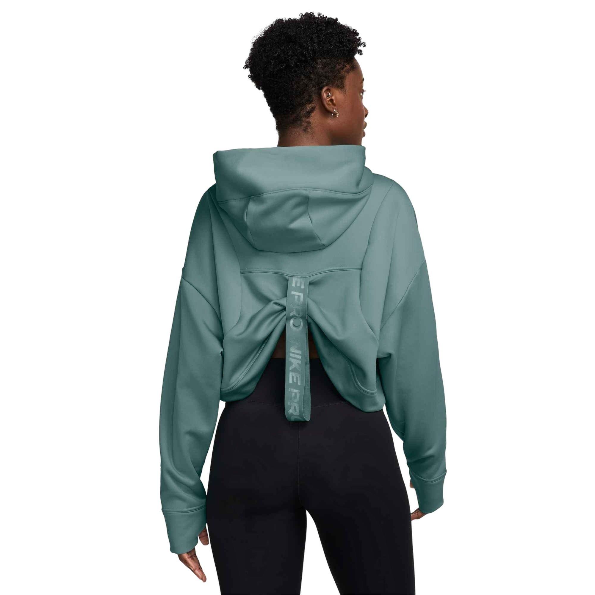 Nike Women's Pro Therma-FIT Fleece Graphic Hoodie - Green - GREEN Thumbnail View 2