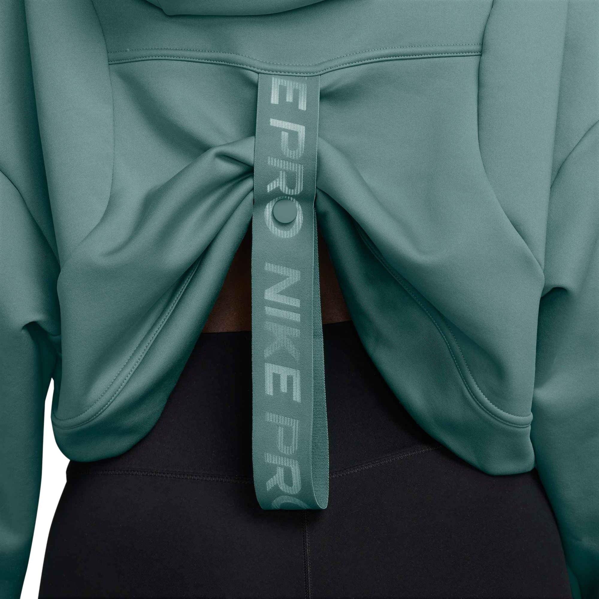 Nike Women's Pro Therma-FIT Fleece Graphic Hoodie - Green - GREEN Thumbnail View 3