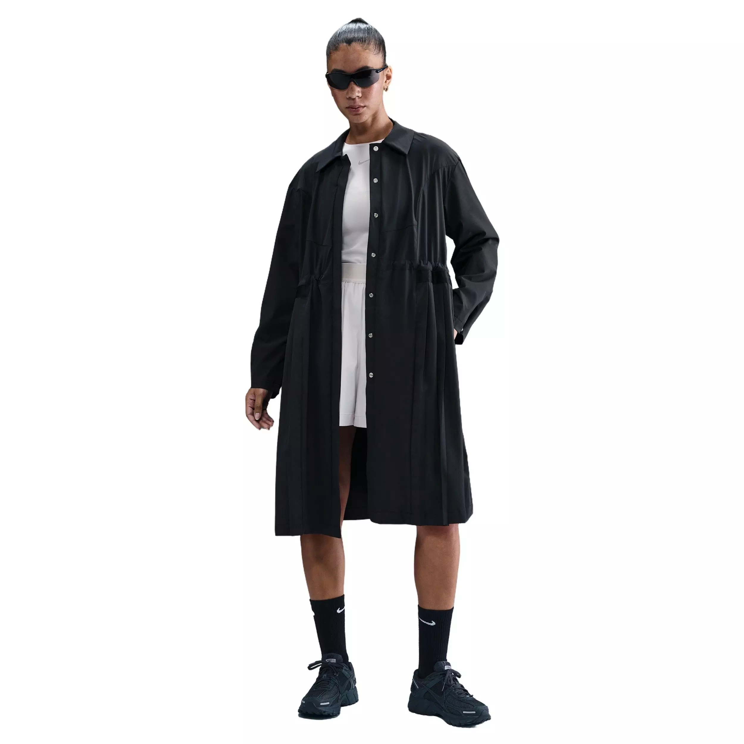 Nike Women's 24.7 PerfectStretch Dri-FIT Oversized Trench Coat - Black - BLACK