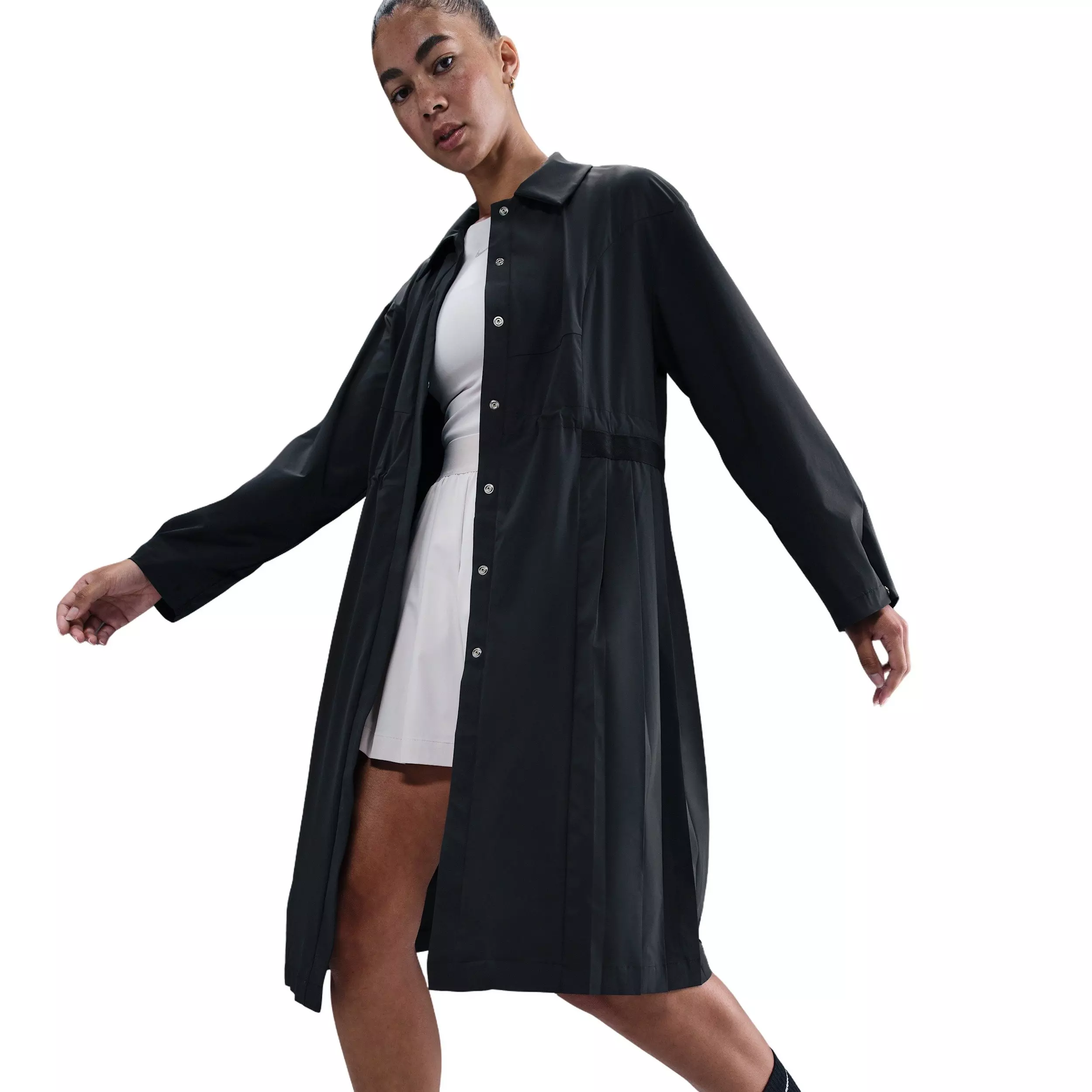 Nike Women's 24.7 PerfectStretch Dri-FIT Oversized Trench Coat - Black - BLACK