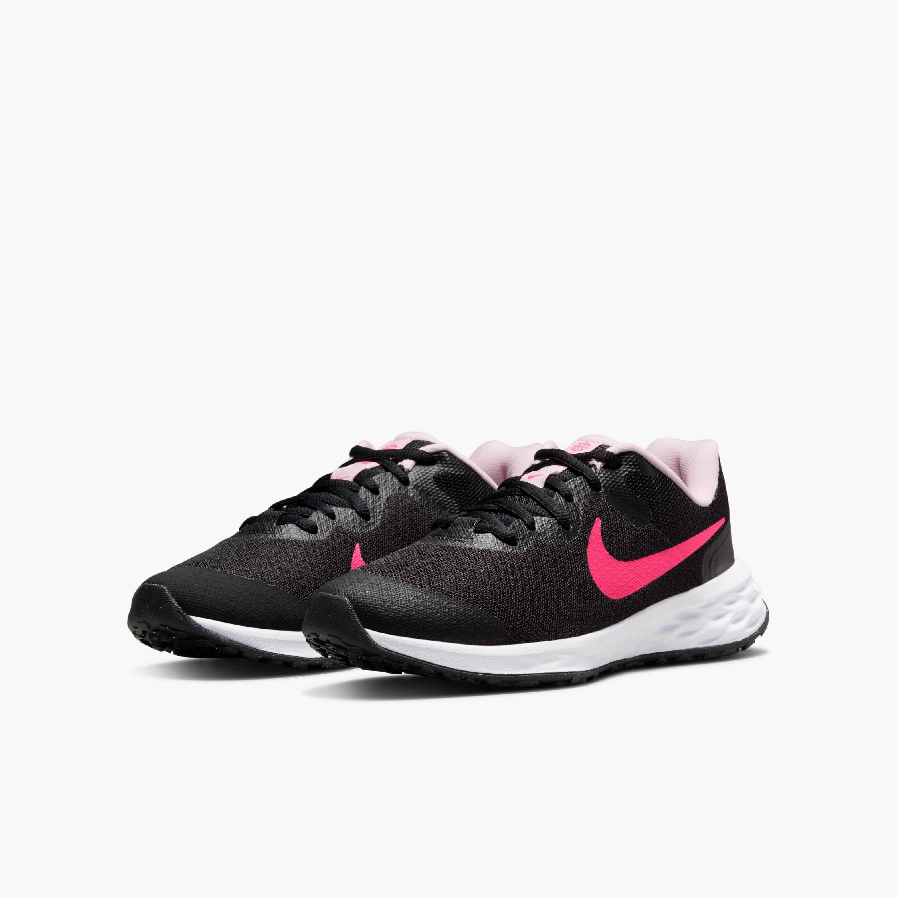 Nike Revolution 6 Grade School Girls' "Black/Hyper Pink/Pink Foam" Road Running Shoe
