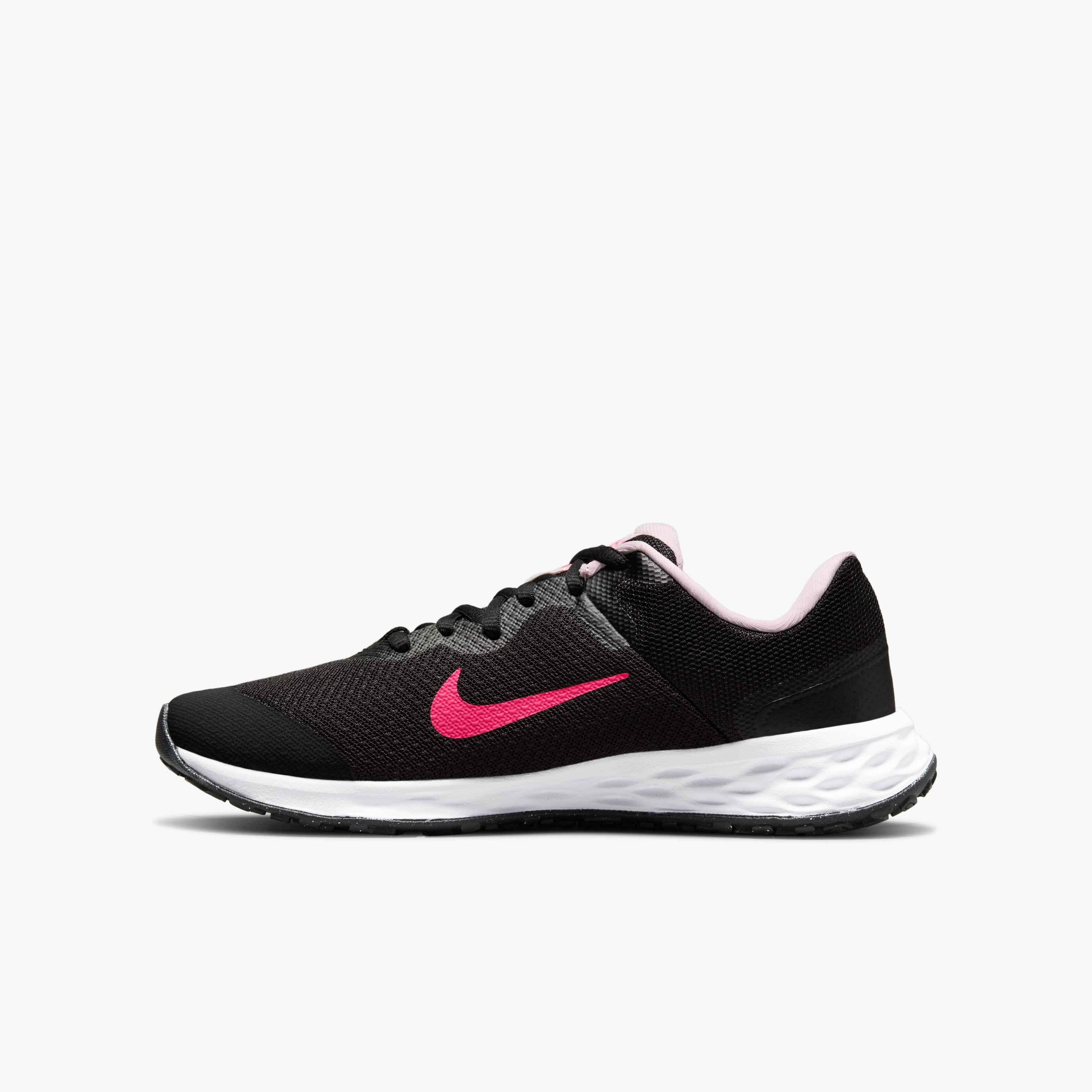 Nike Revolution 6 Grade School Girls' "Black/Hyper Pink/Pink Foam" Road Running Shoe