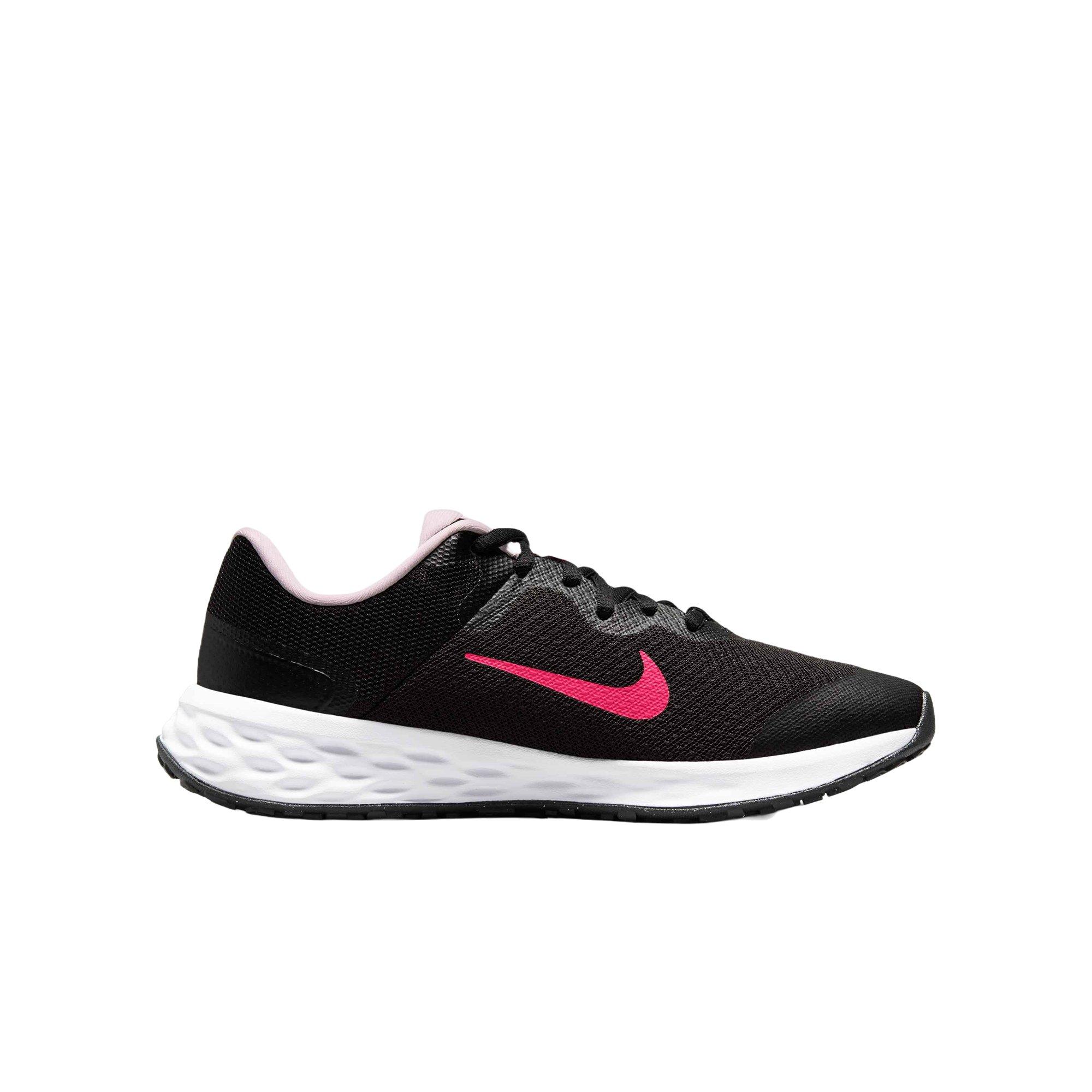 Nike Revolution 6 Black Hyper Pink Pink Foam Grade School Girls Road Running Shoe Hibbett