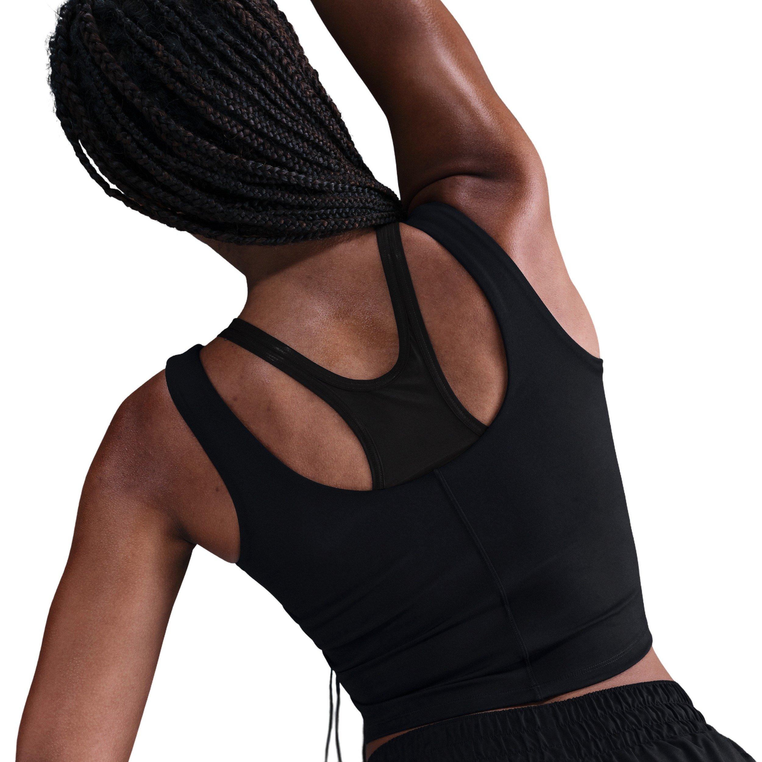 Nike Women's One Fitted Dri-FIT Cropped Tank Top -Black - BLACK Thumbnail View 2