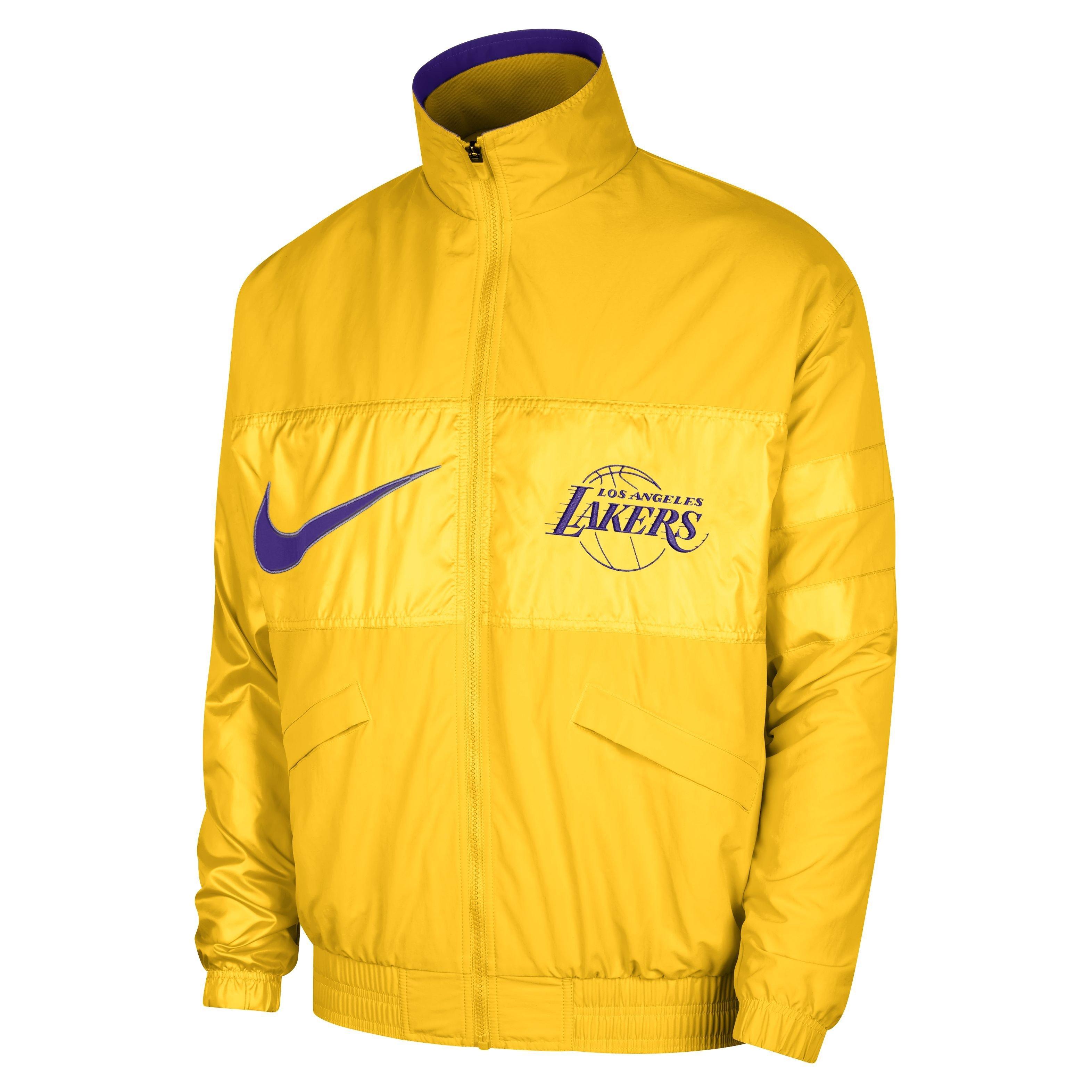 Nike Men's Los Angeles Lakers Yellow Courtside Fleece Pullover Hoodie, Small