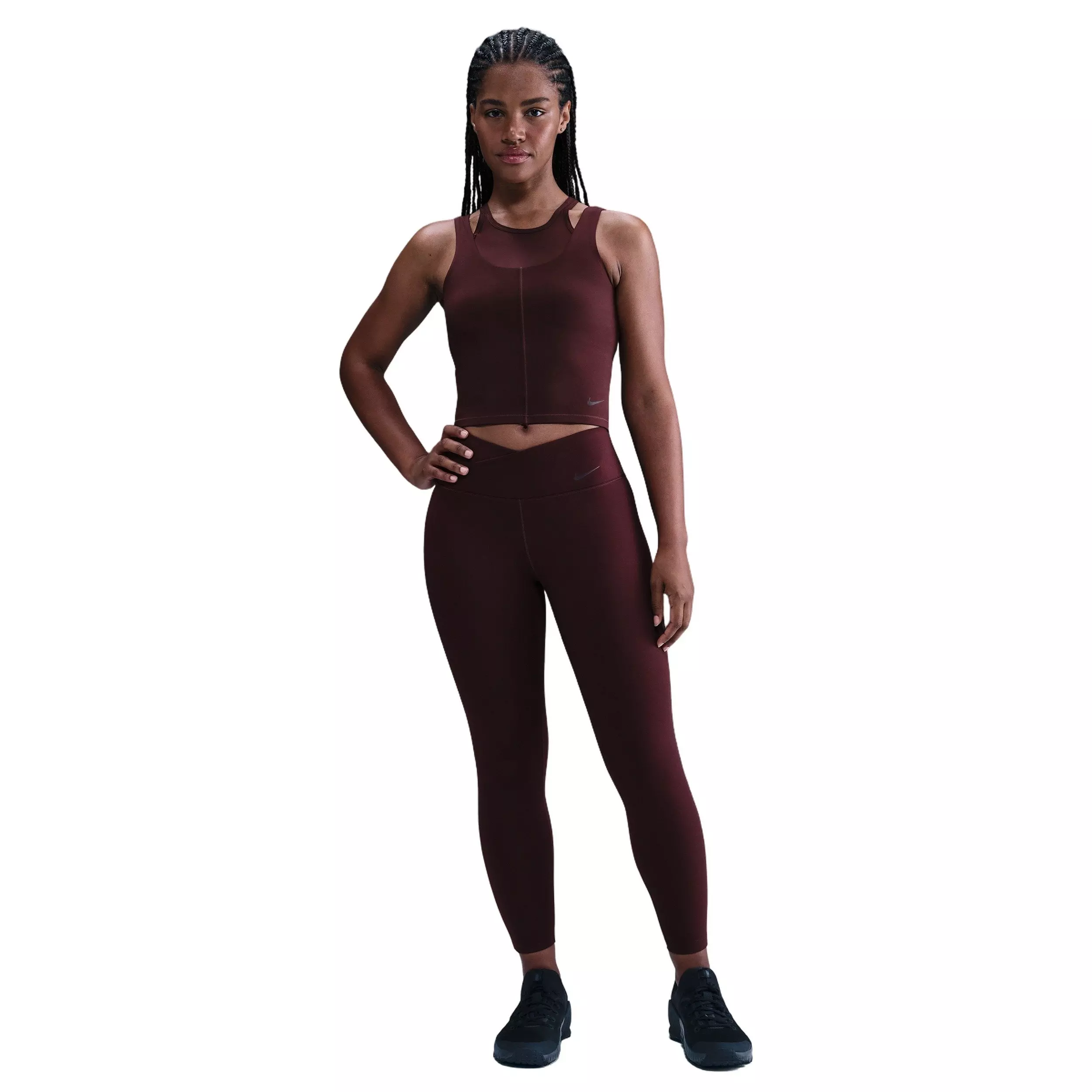 Nike Women's One Fitted Dri-FIT Cropped Tank Top - Burgundy - BURGUNDY