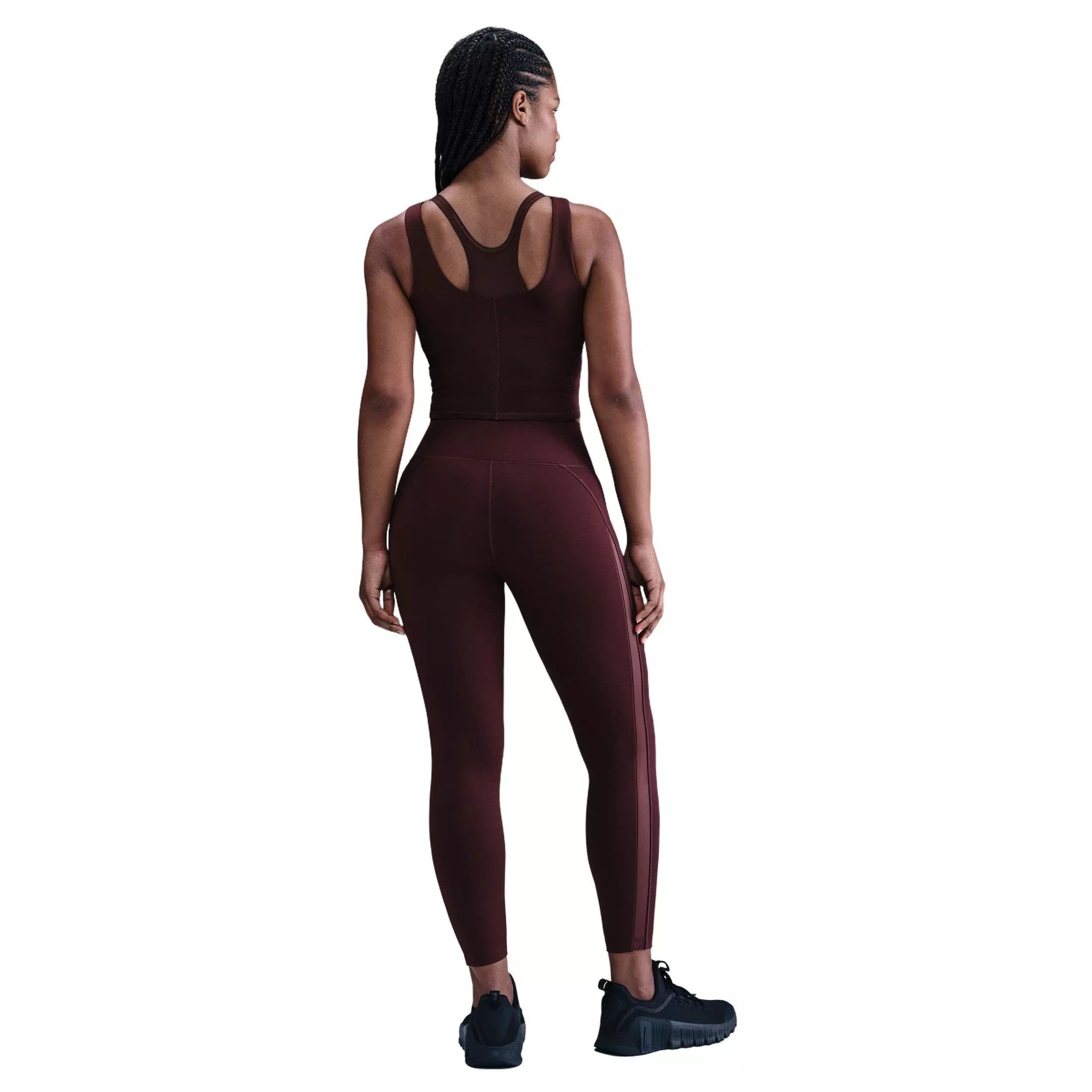 Nike Women's One Fitted Dri-FIT Cropped Tank Top -Burgundy - BURGUNDY