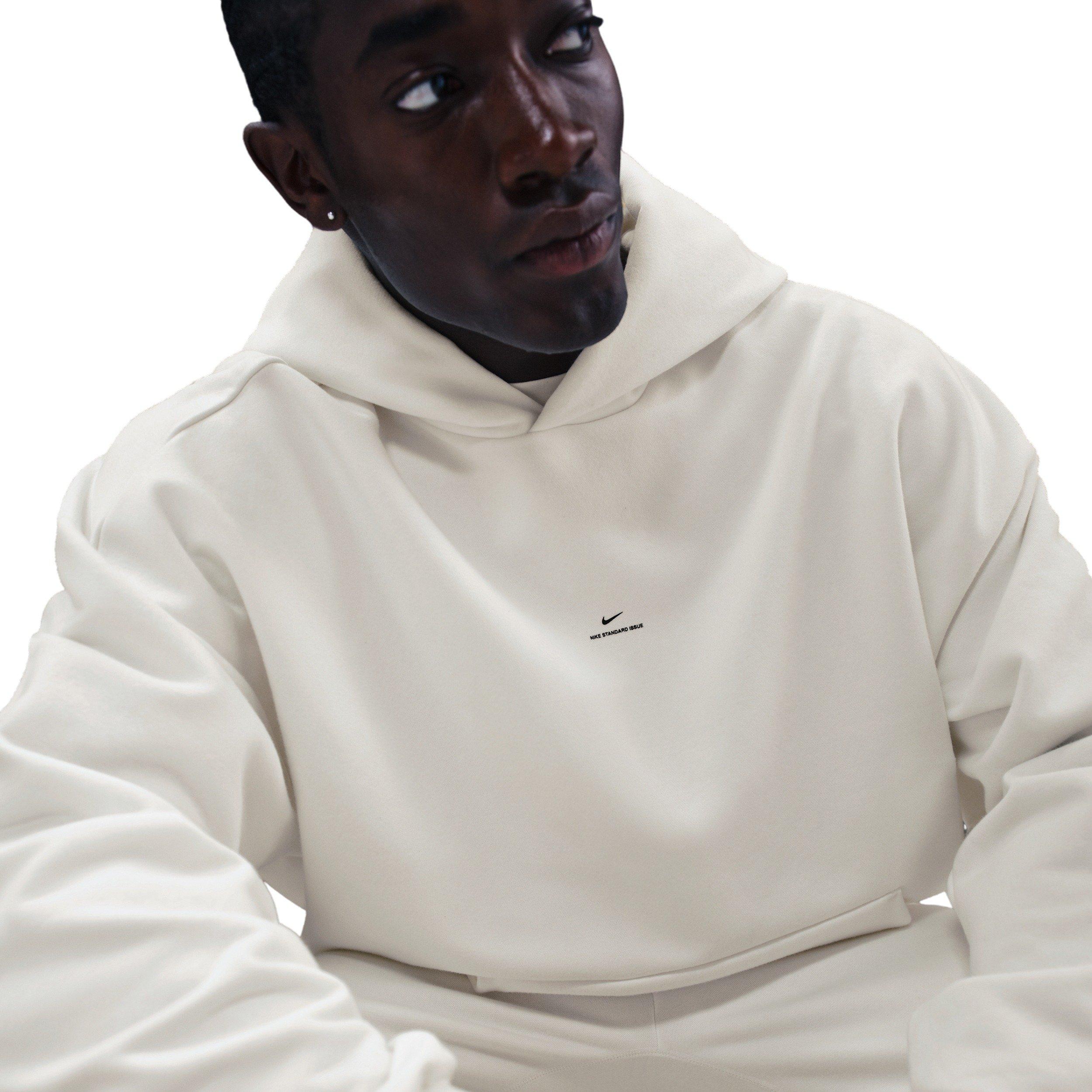 Nike Men's Standard Issue Therma-FIT Brushed Basketball Pullover Hoodie - WHITE Thumbnail View 3