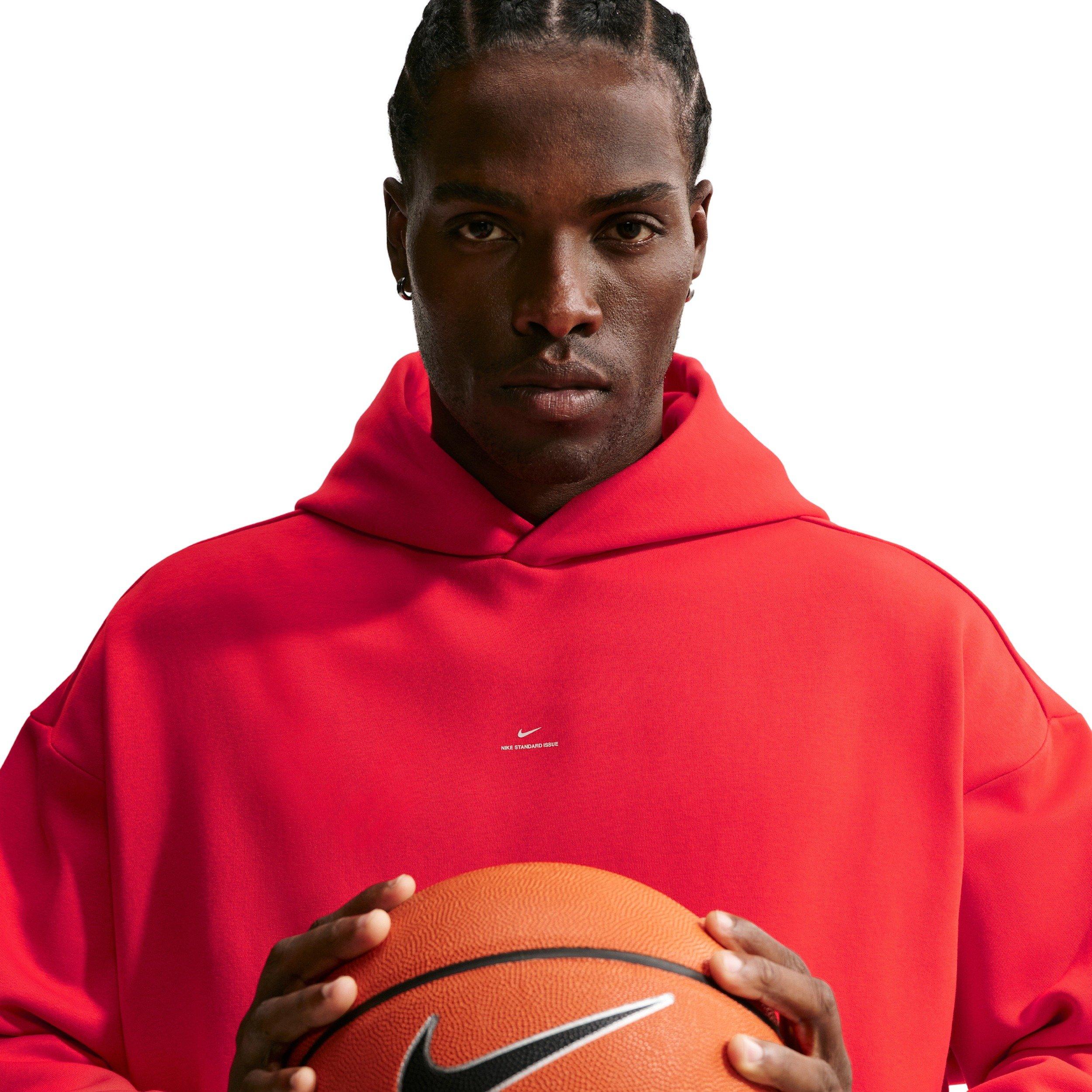 Nike Men's Standard Issue Therma-FIT Brushed Basketball Pullover Hoodie - RED Thumbnail View 3