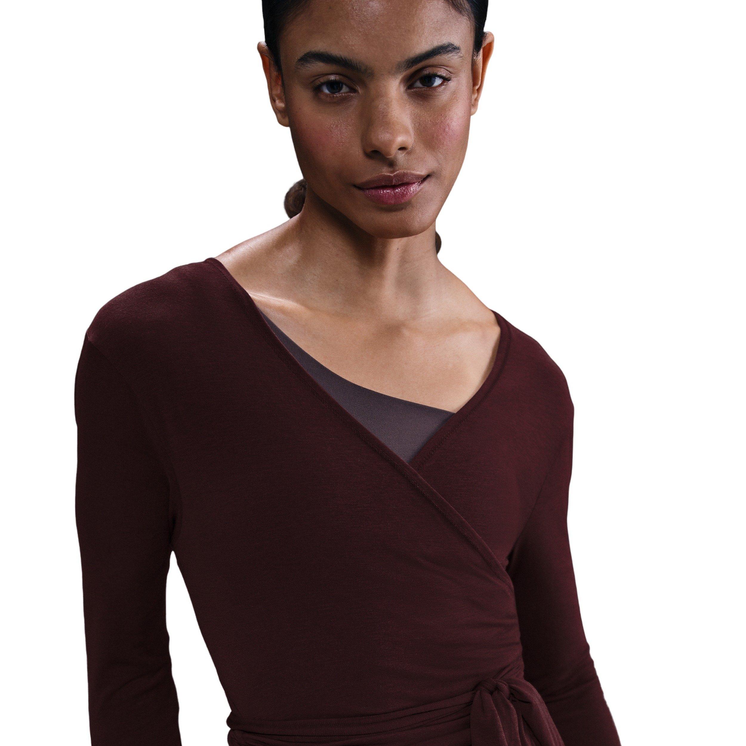 Nike Women's One Relaxed Dri-FIT Top - Burgundy - BURGUNDY Thumbnail View 1